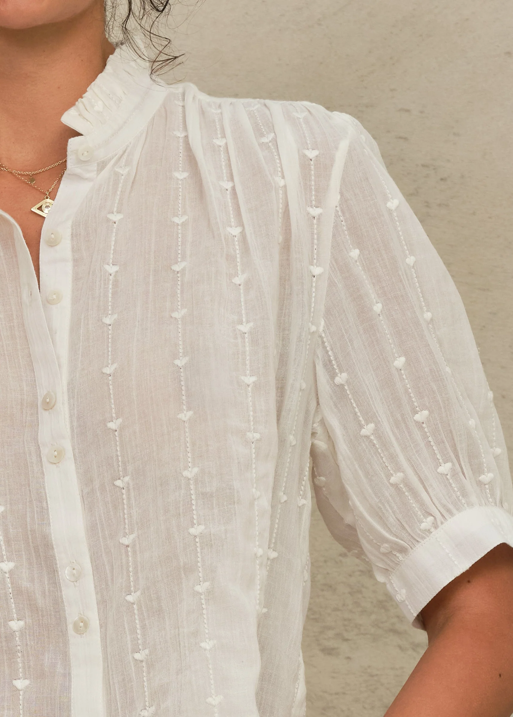 Alli Short Sleeve Top - Ecru - Image 2