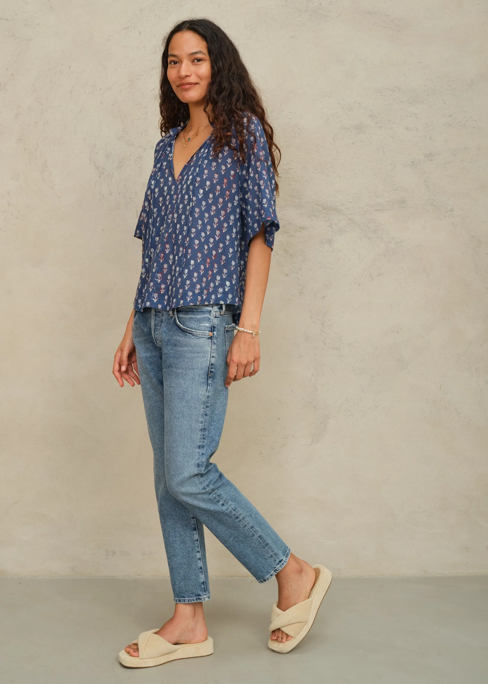 Ari Gathered Top - Indigo - Image 4