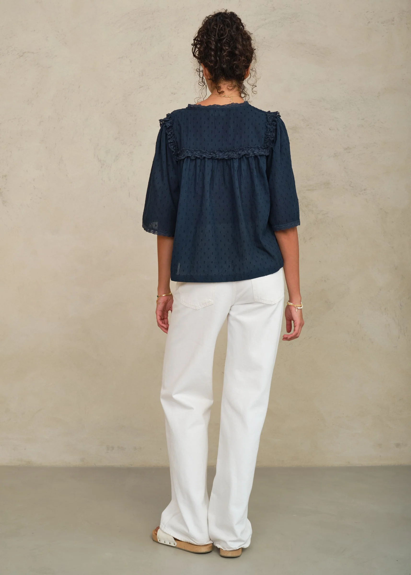 Brea Frill Top - Navy - Image 4