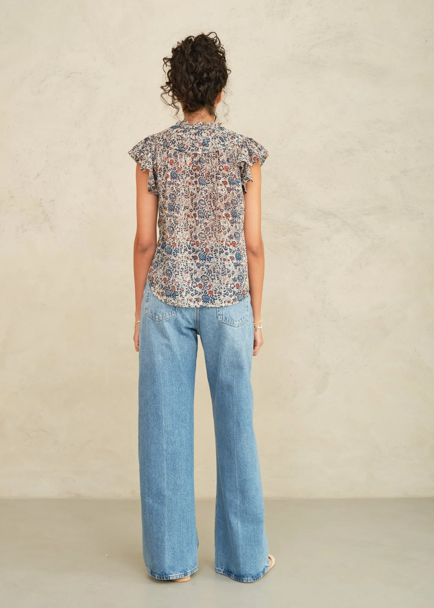 Cass Frill Top - Indigo/Rust - Image 3