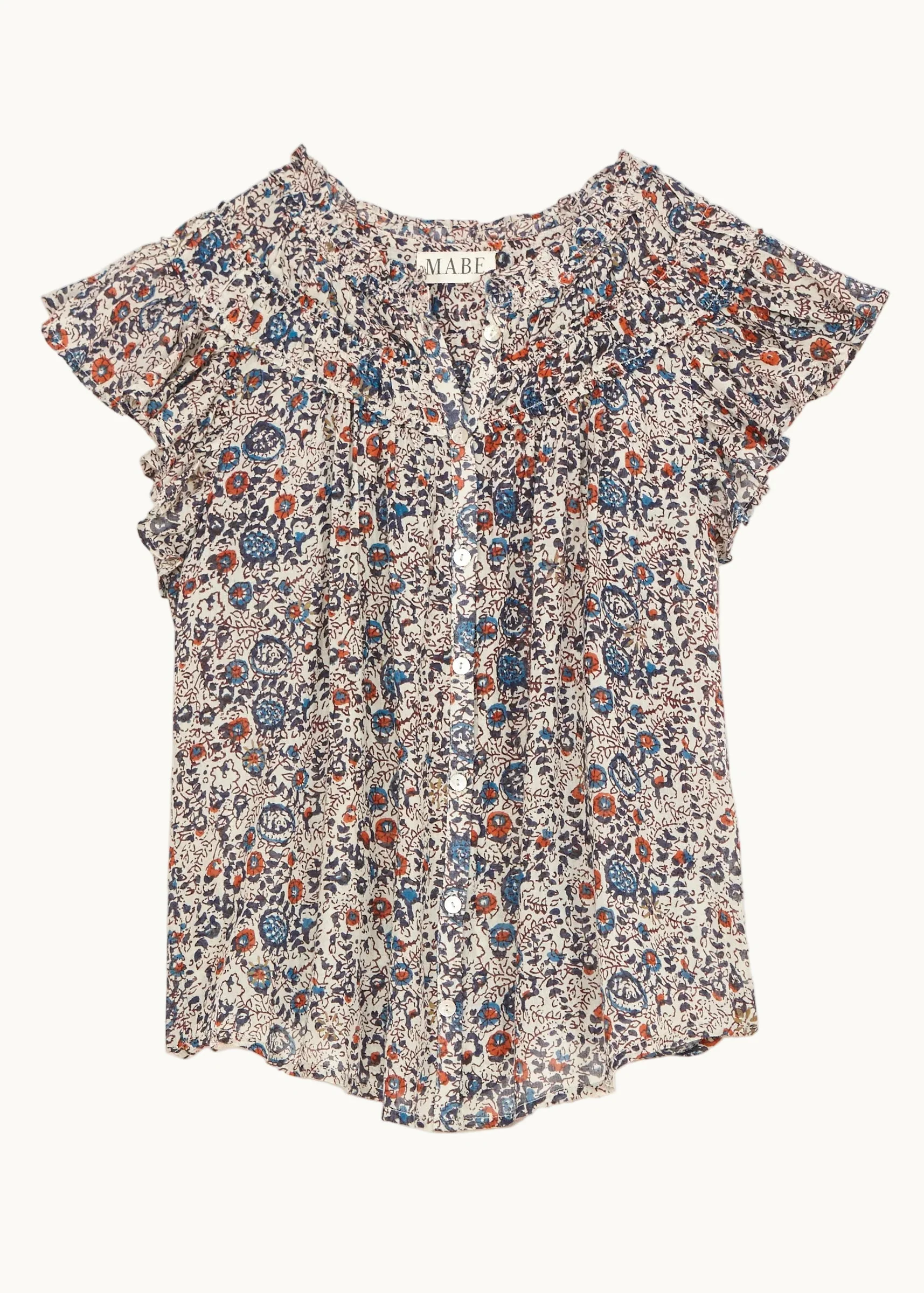 Cass Frill Top - Indigo/Rust - Image 4