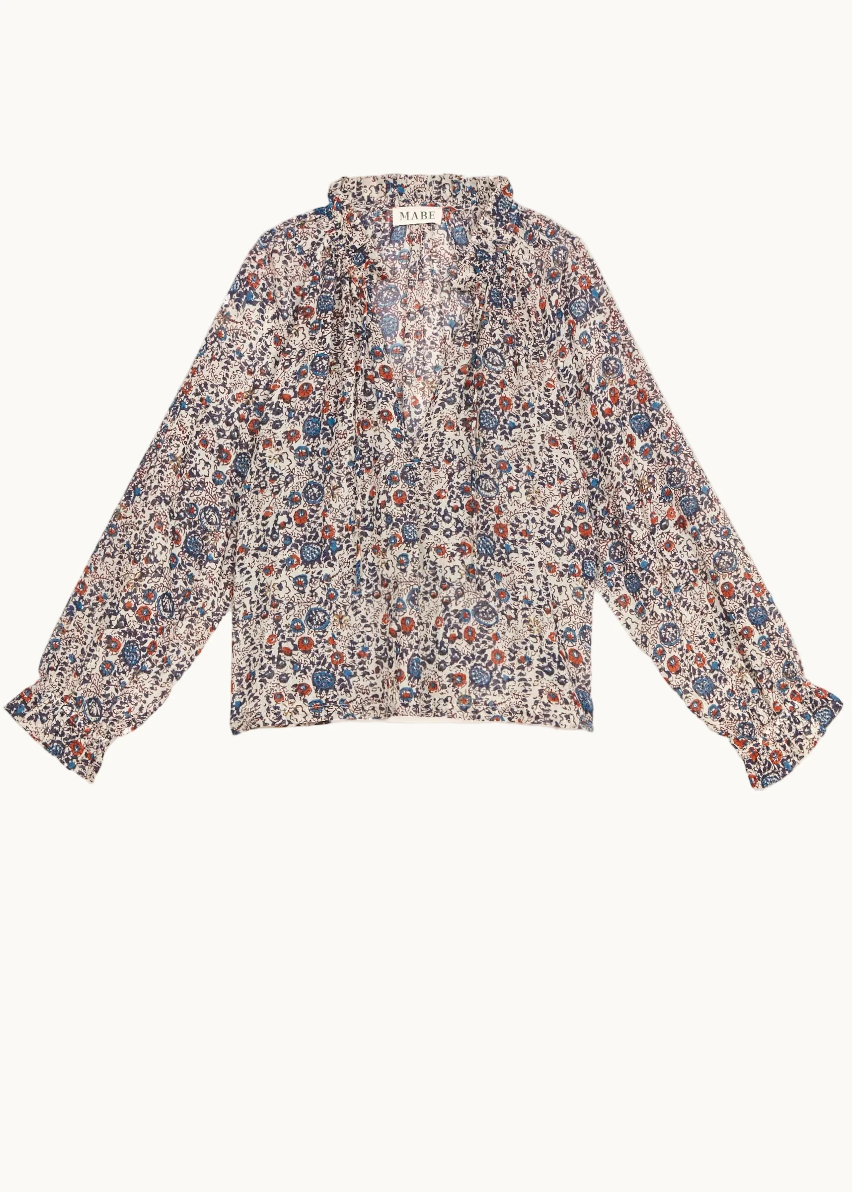 Cass Long Sleeve Top - Indigo/Rust - Image 5