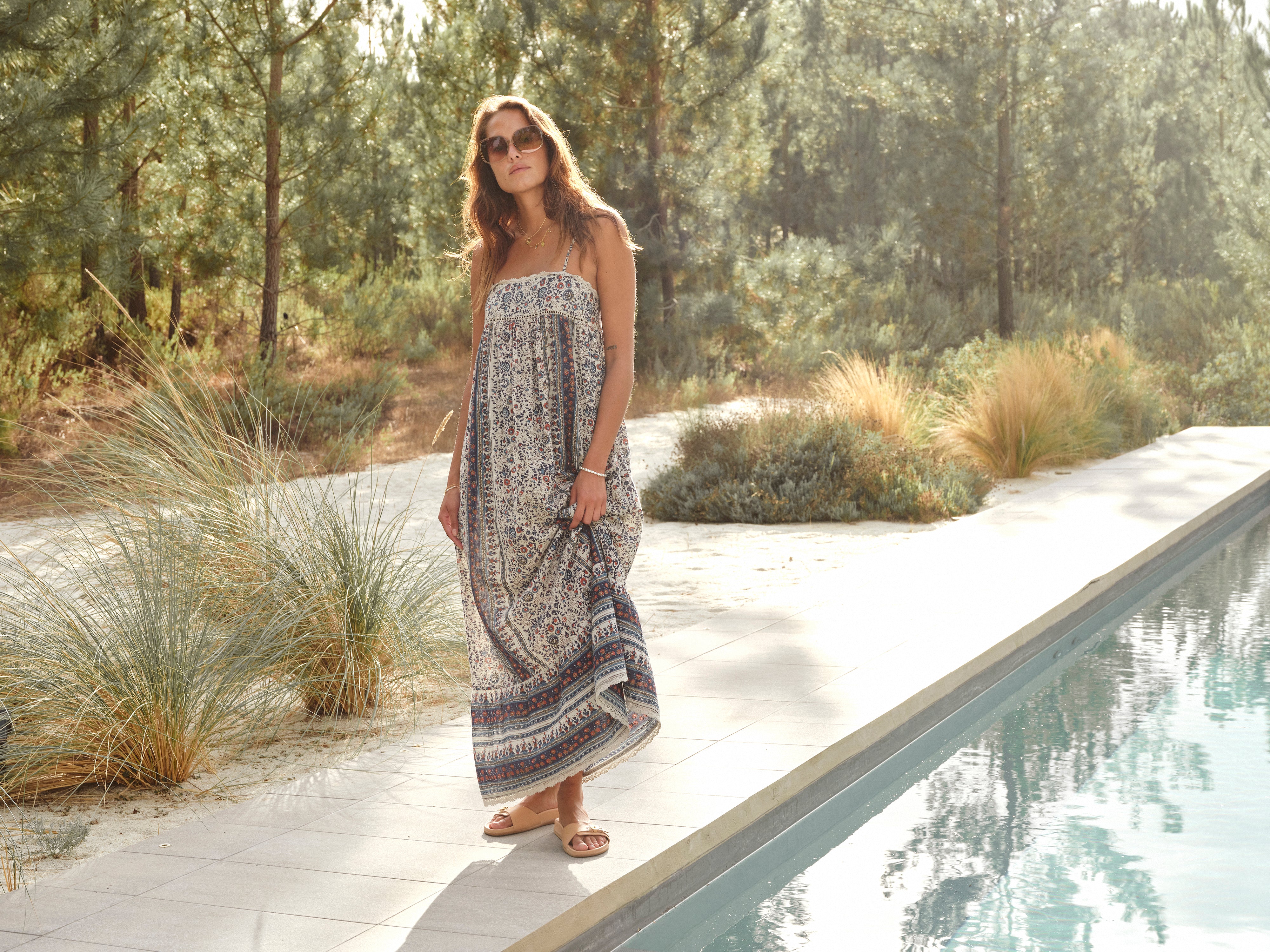 Cass Maxi Sundress - Indigo/Rust - Image 5