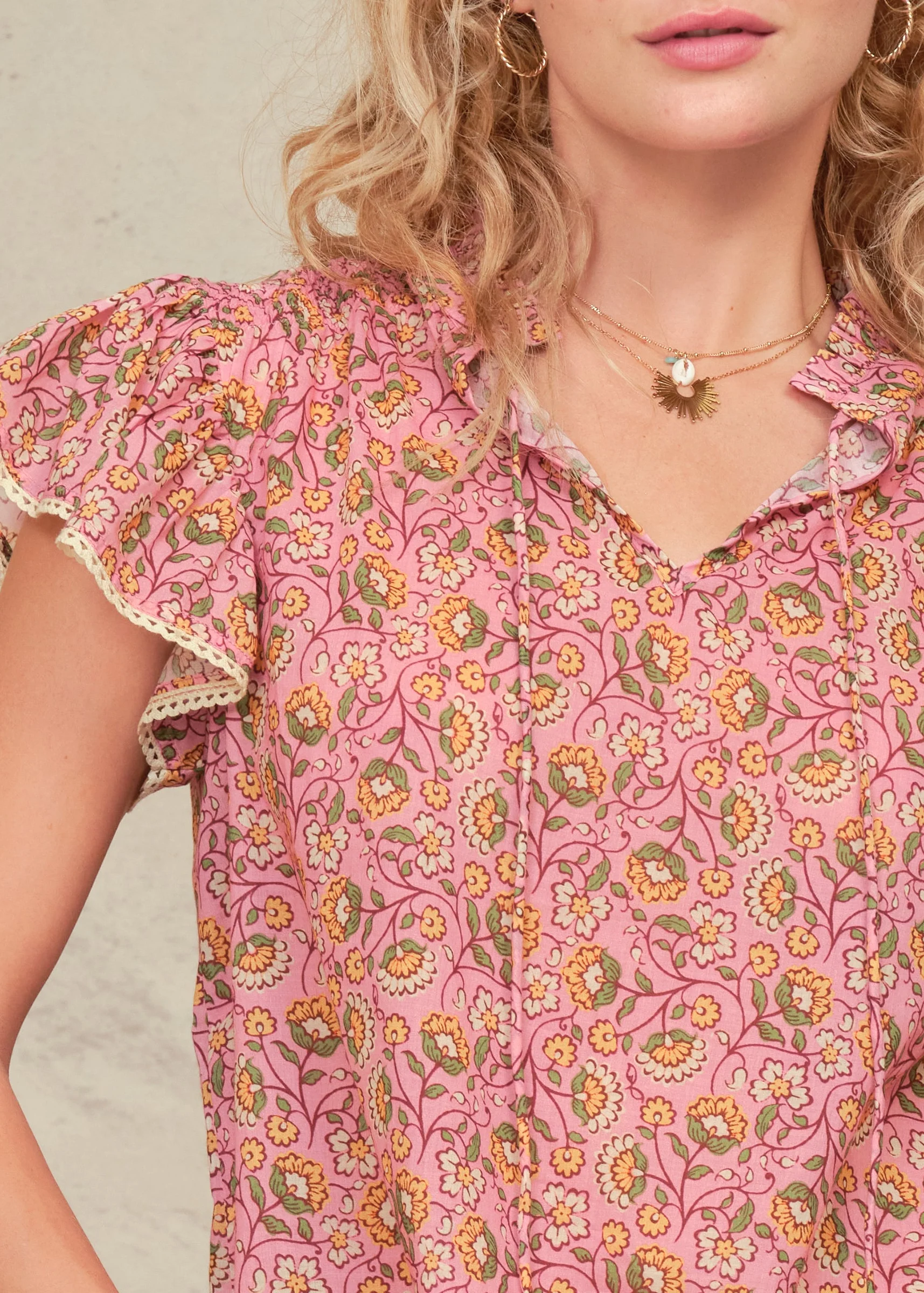 Ceci Short Sleeve Top - Pink - Image 4