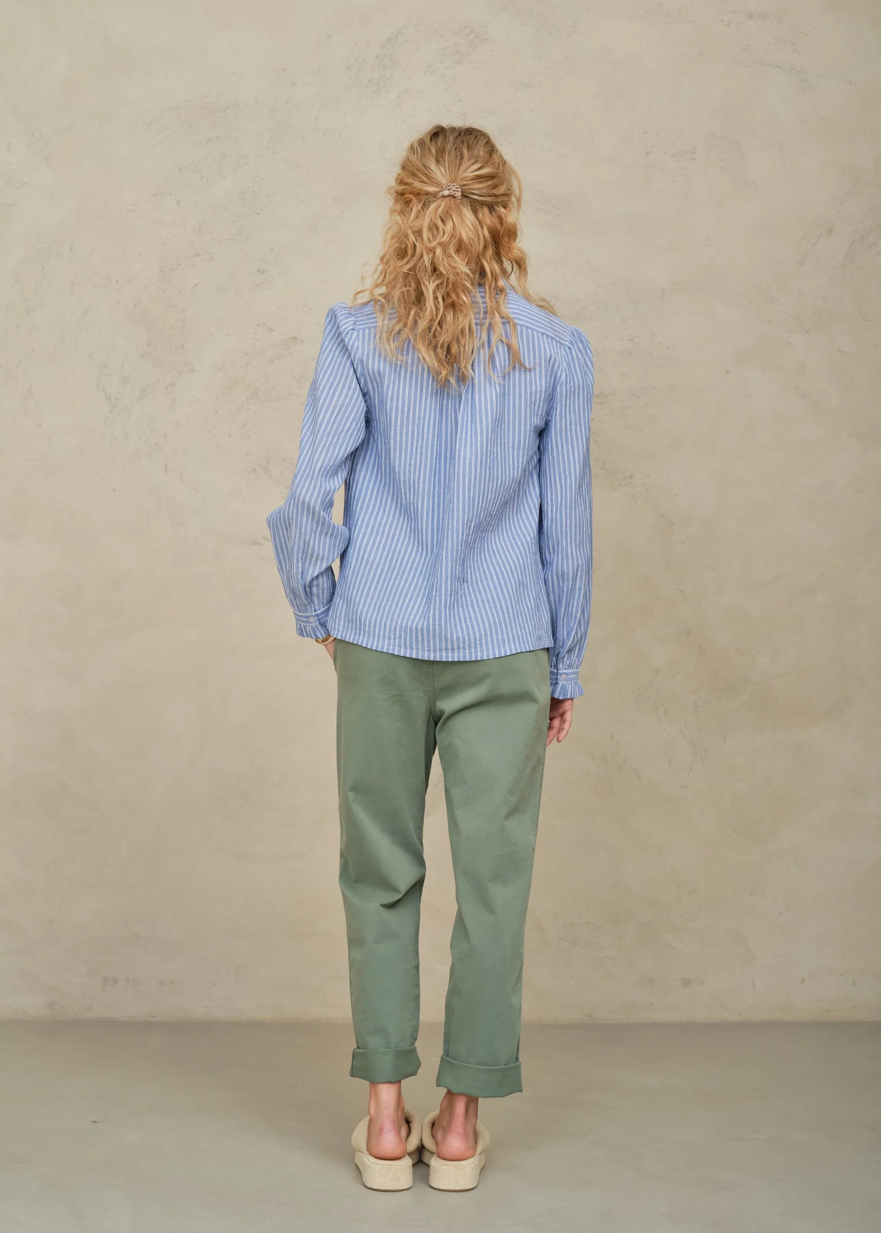 Chrissie Long Sleeve Top - Blue Stripe - Image 2