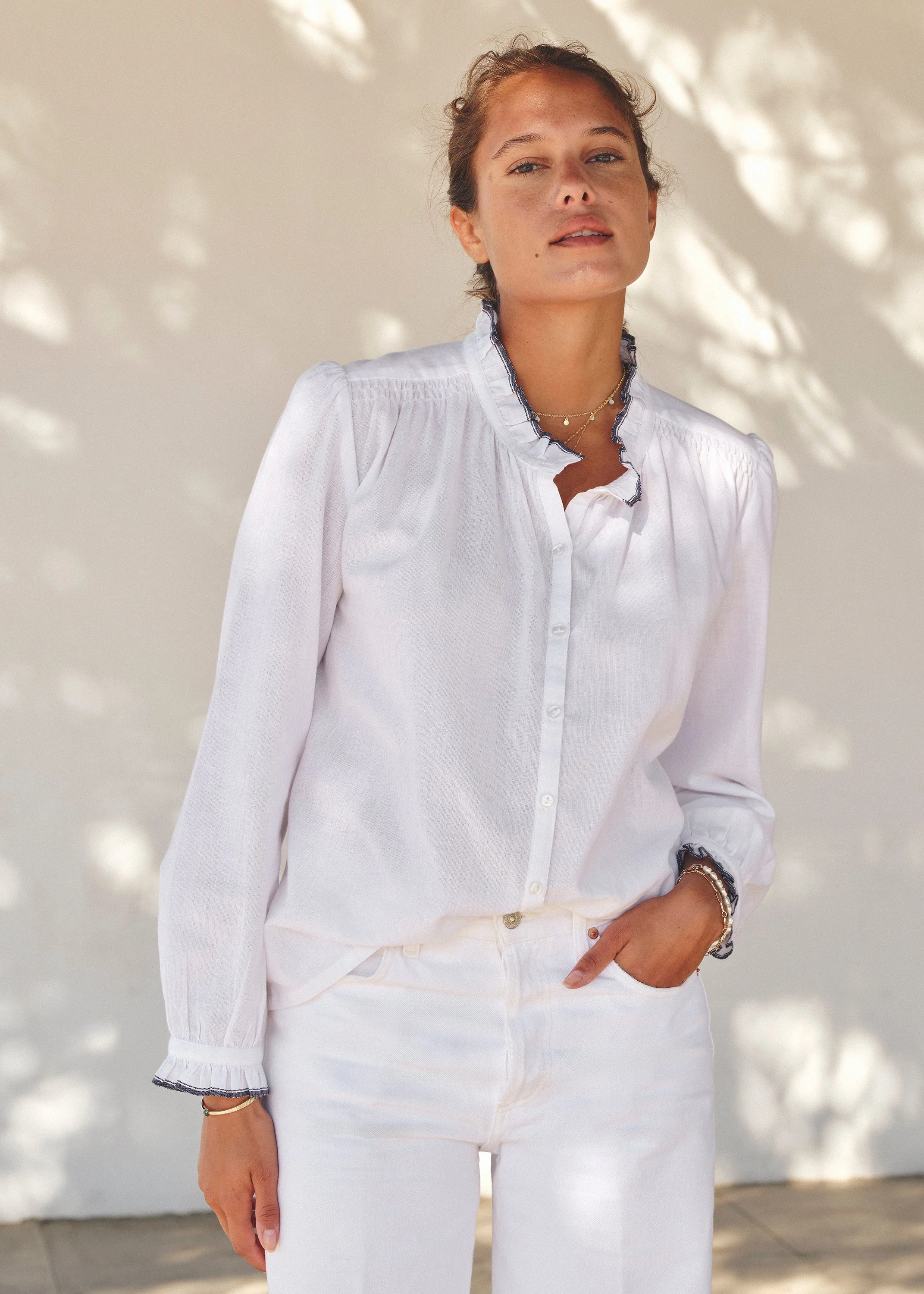 Chrissie Long Sleeve Top - Ivory - Image 5