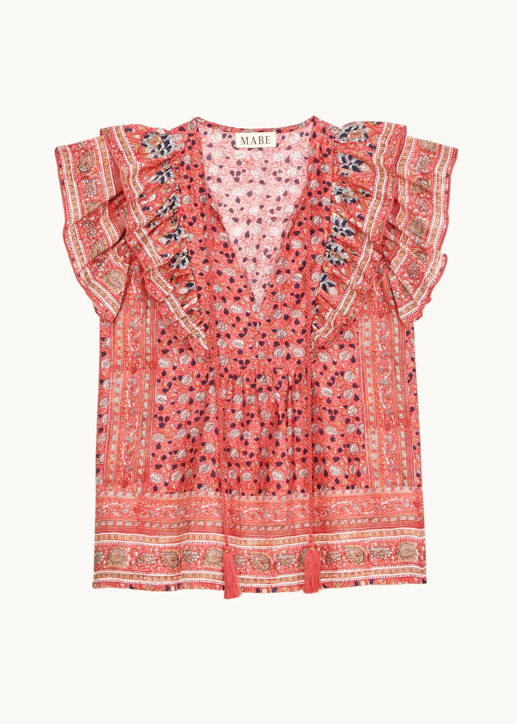 Darla Frill Short Sleeve Top - Rose/Multi - Image 5