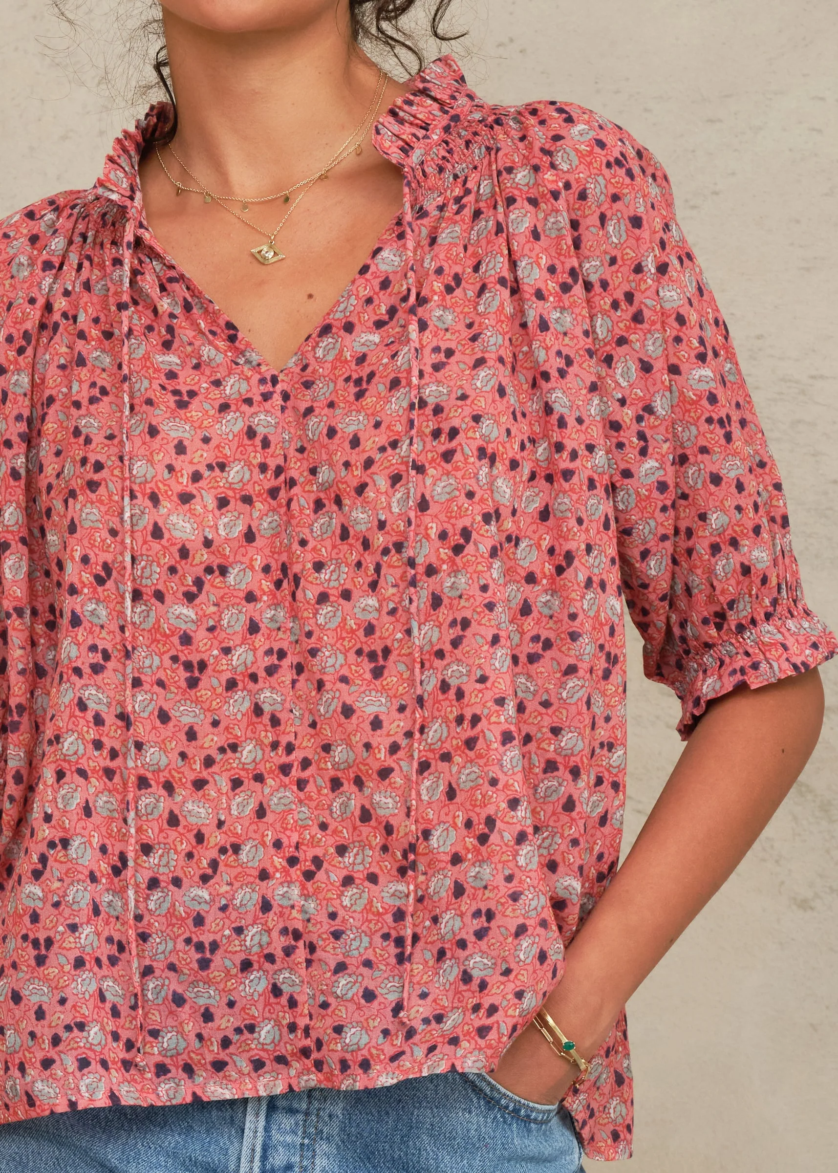 Darla Long Sleeve Top - Rose/Multi - Image 3