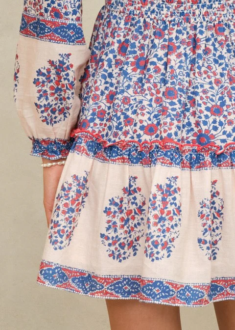 Della Long sleeve Sundress - Blue/Pink - Image 3