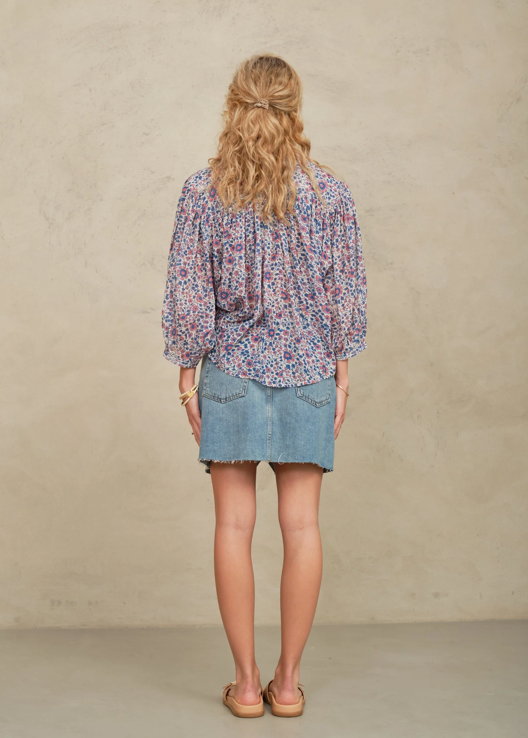 Della Long Sleeve Top - Blue/Pink - Image 3