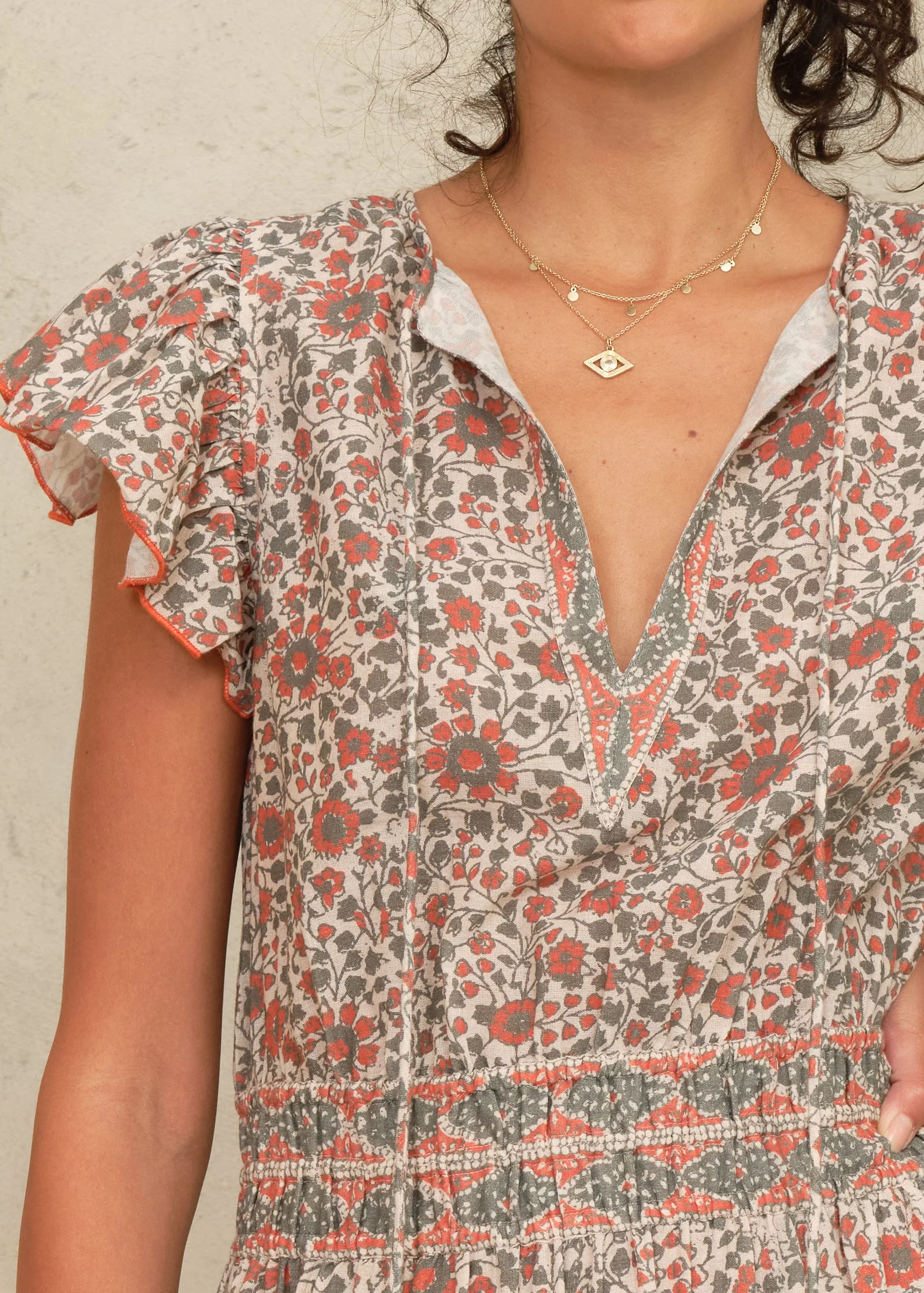 Della Maxi Dress - Rust/Khaki - Image 3