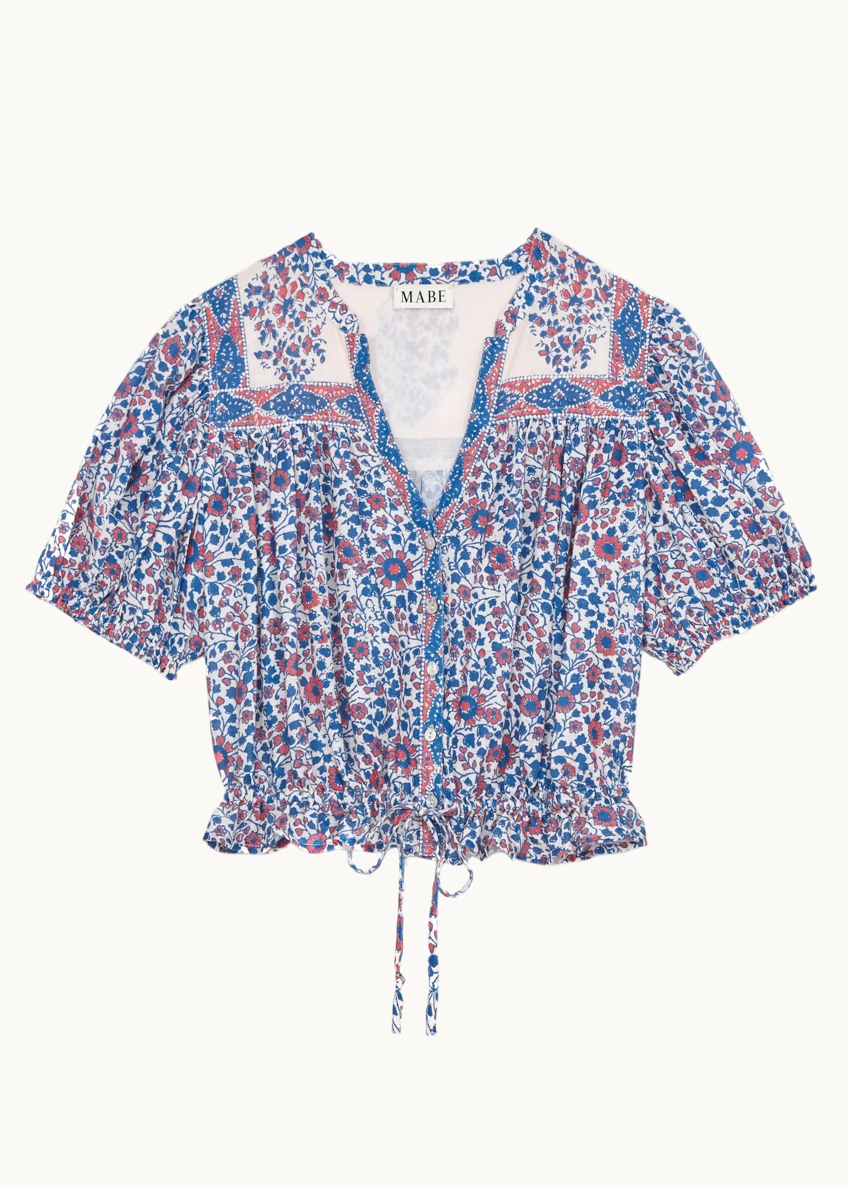 Della Short Sleeve Top - Blue/Pink - Image 4
