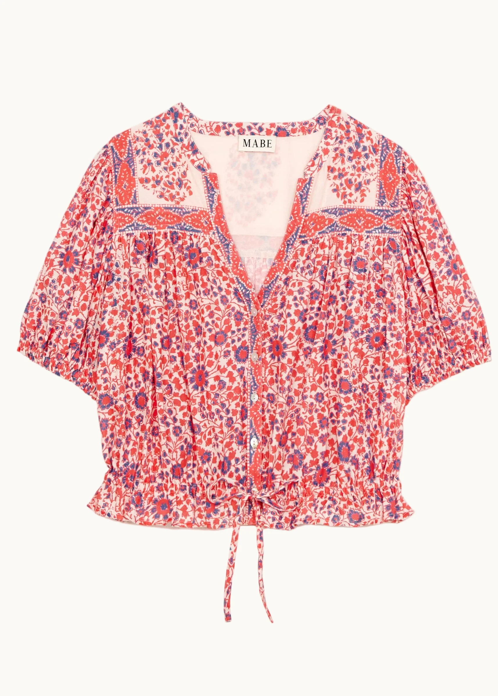 Della Short Sleeve Top - Red/Navy - Image 6