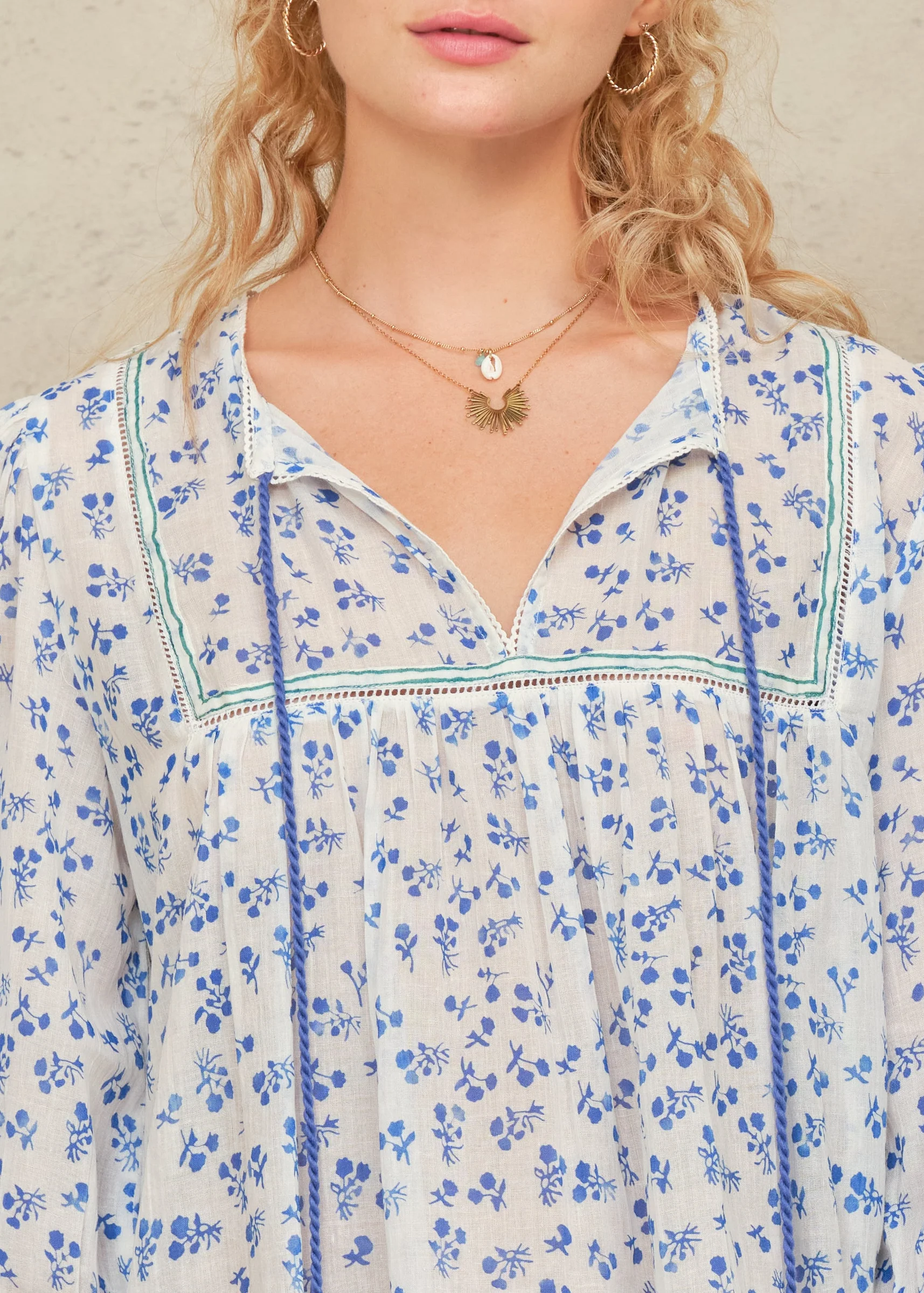 Edie Long Sleeve Top - Blue - Image 4