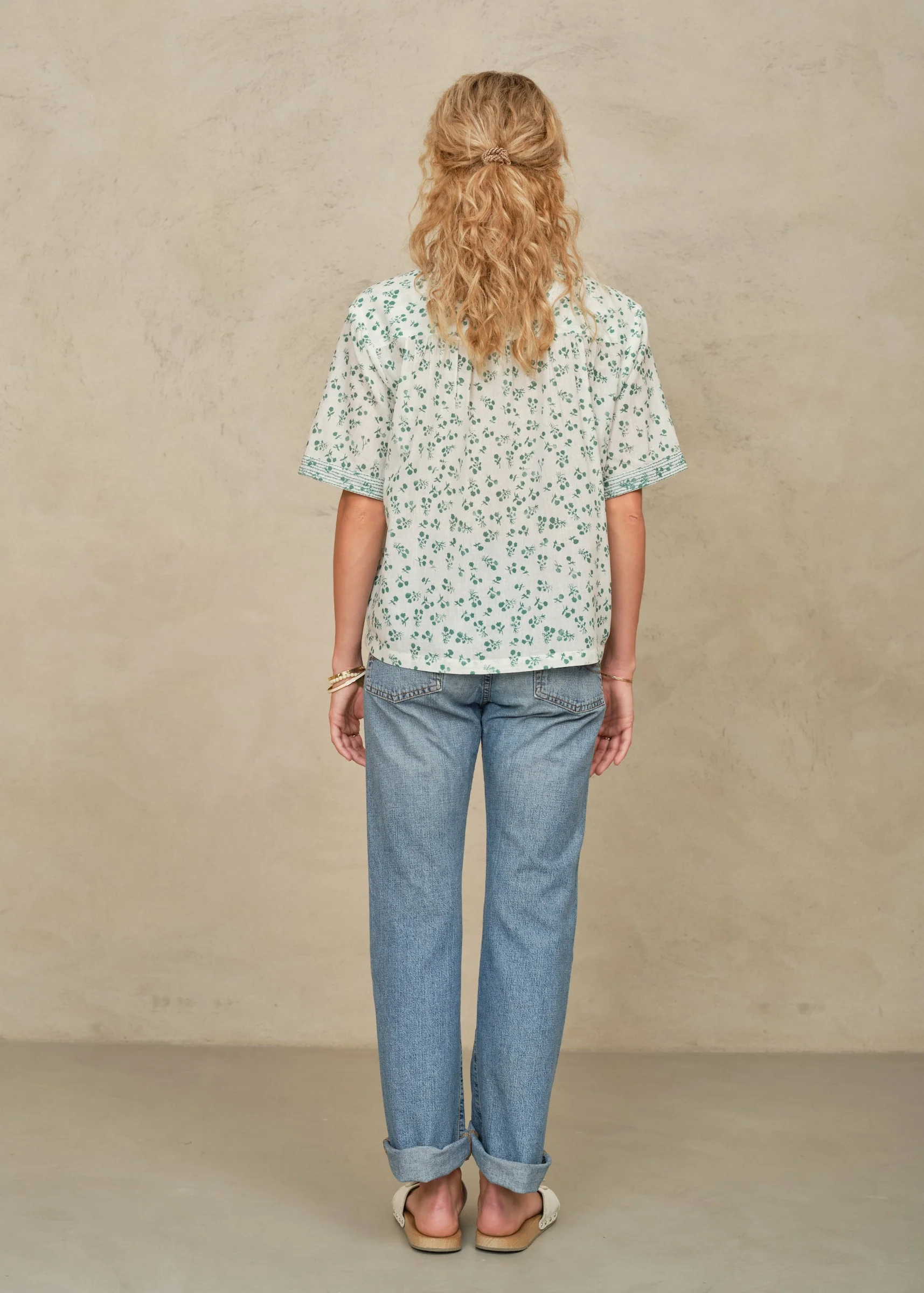 Edie Stitch Short Sleeve Top - Green - Image 2
