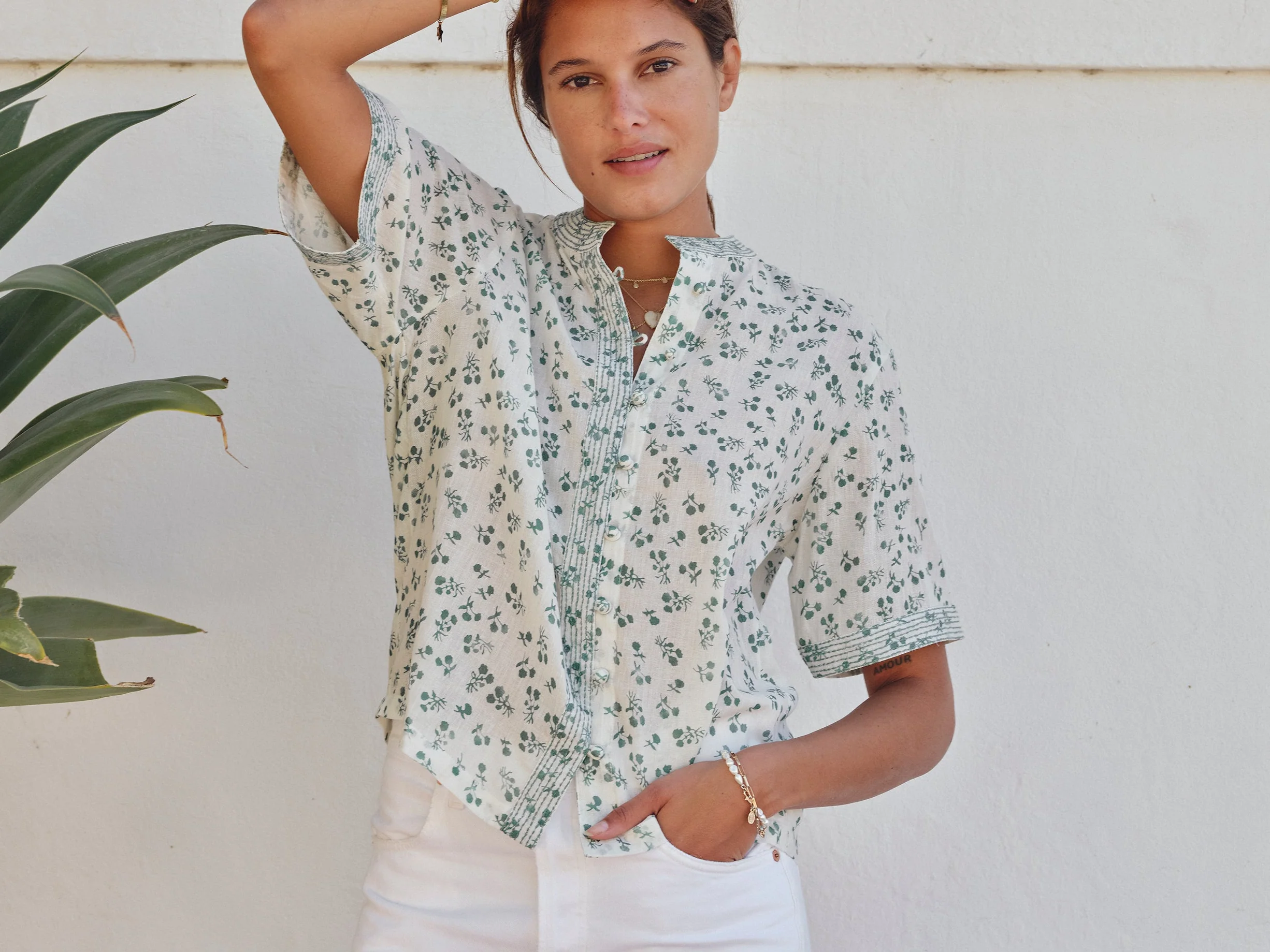 Edie Stitch Short Sleeve Top - Green - Image 5