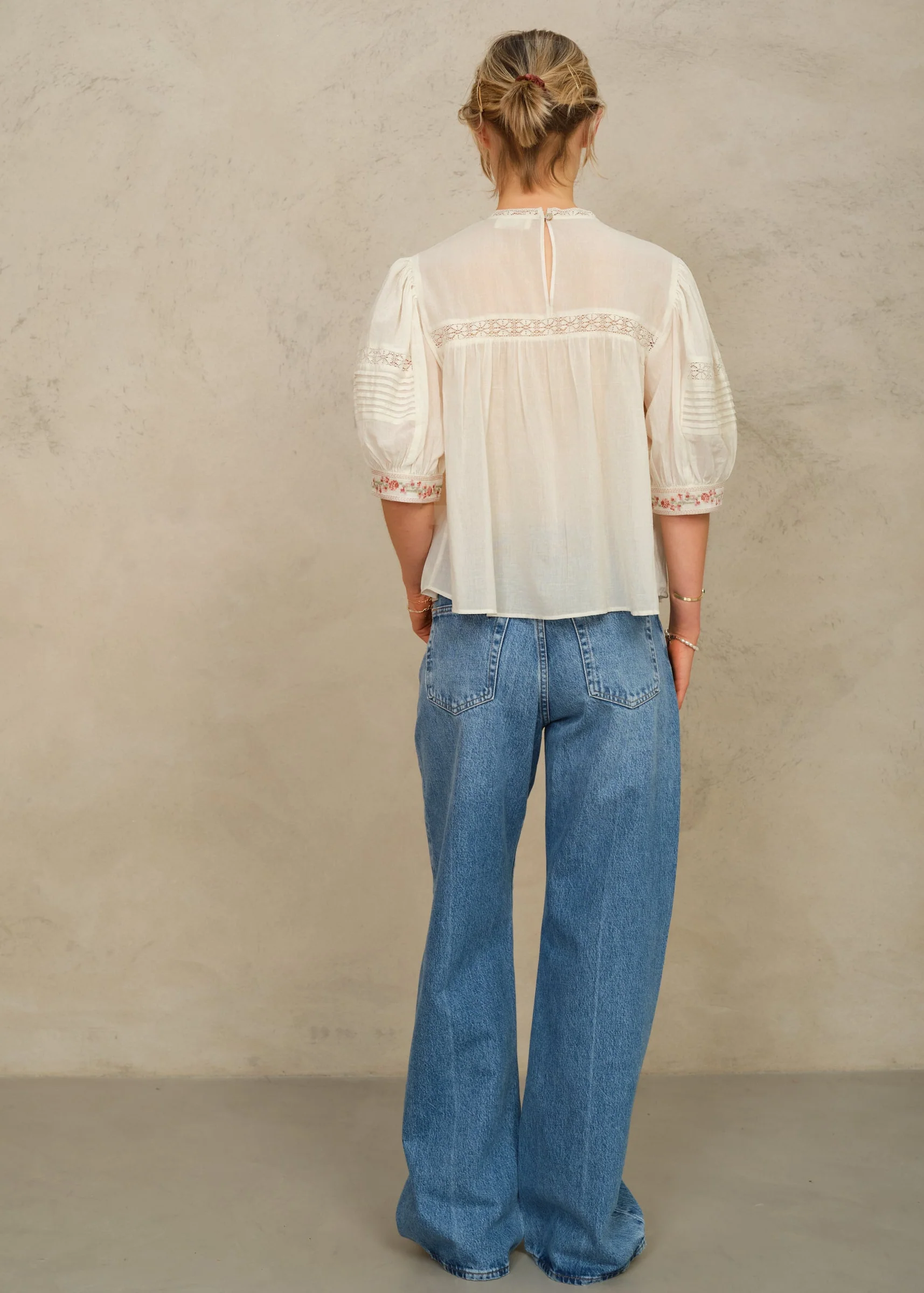 Fleur Short Sleeve Top - Ecru/Multi - Image 3