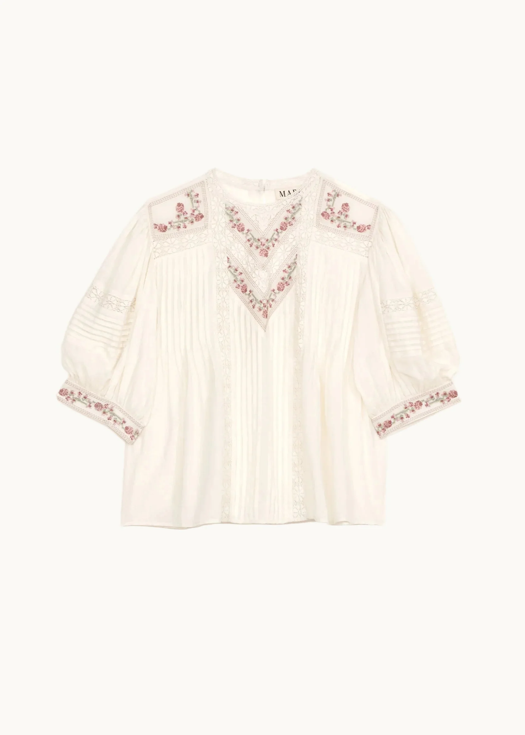 Fleur Short Sleeve Top - Ecru/Multi - Image 5