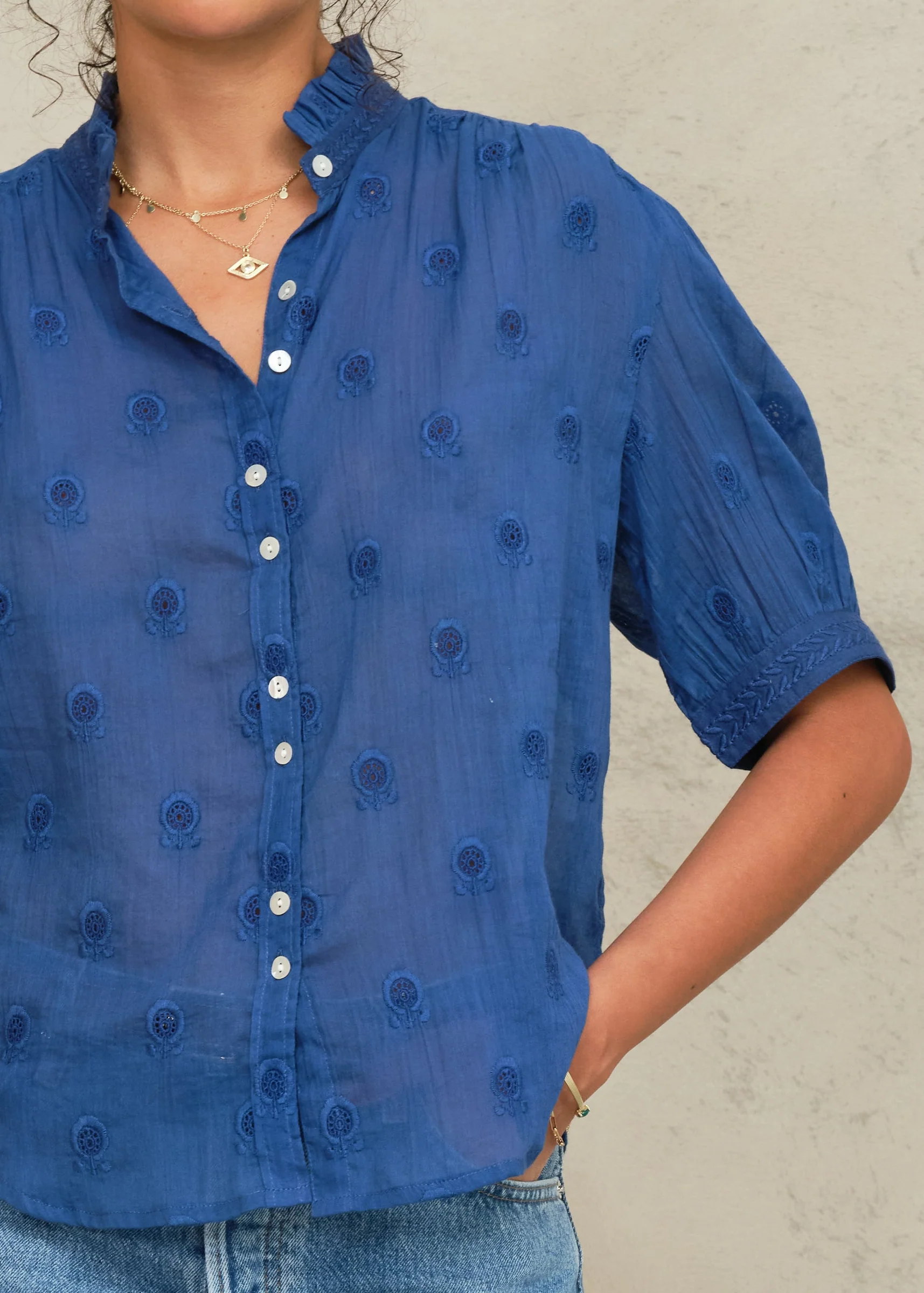 Frani Short Sleeve Top - Cobalt - Image 5
