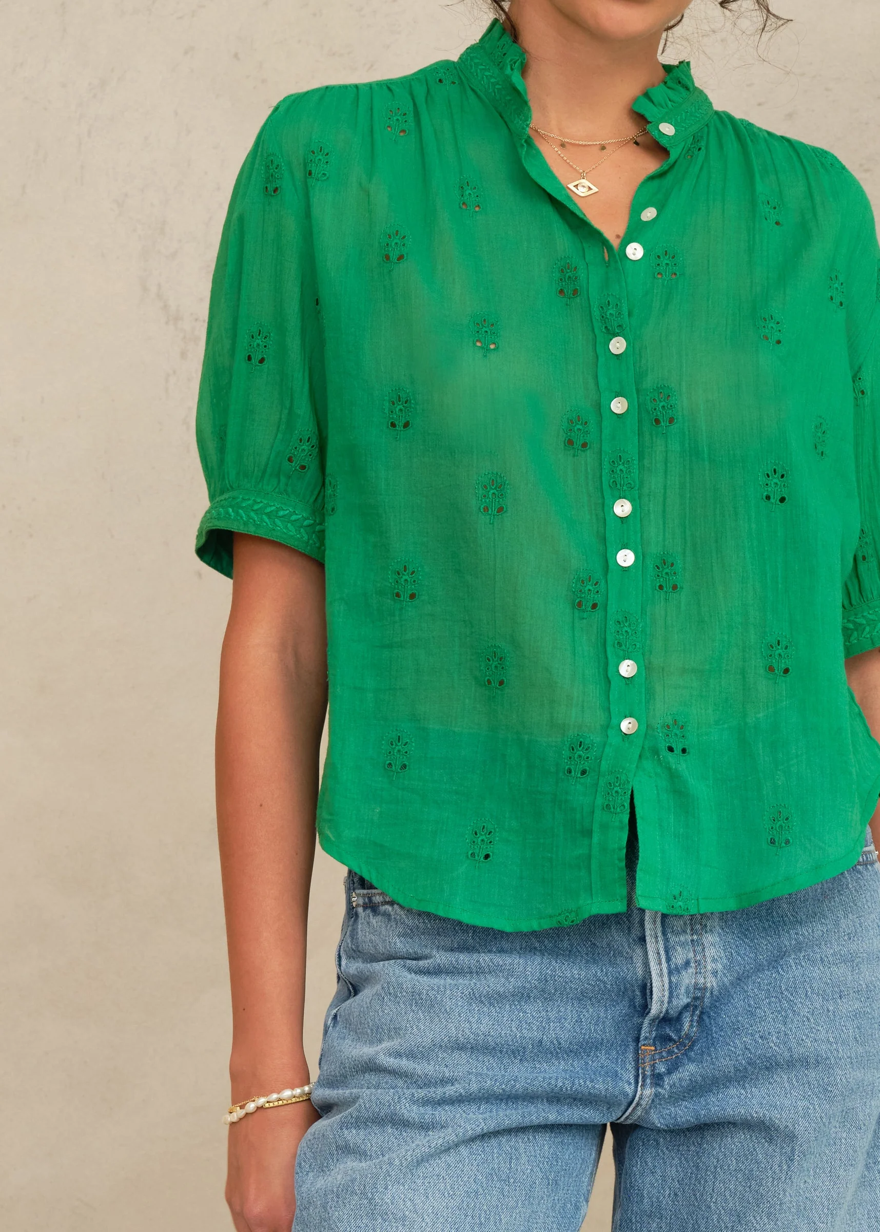Frani Short Sleeve Top - Green - Image 3