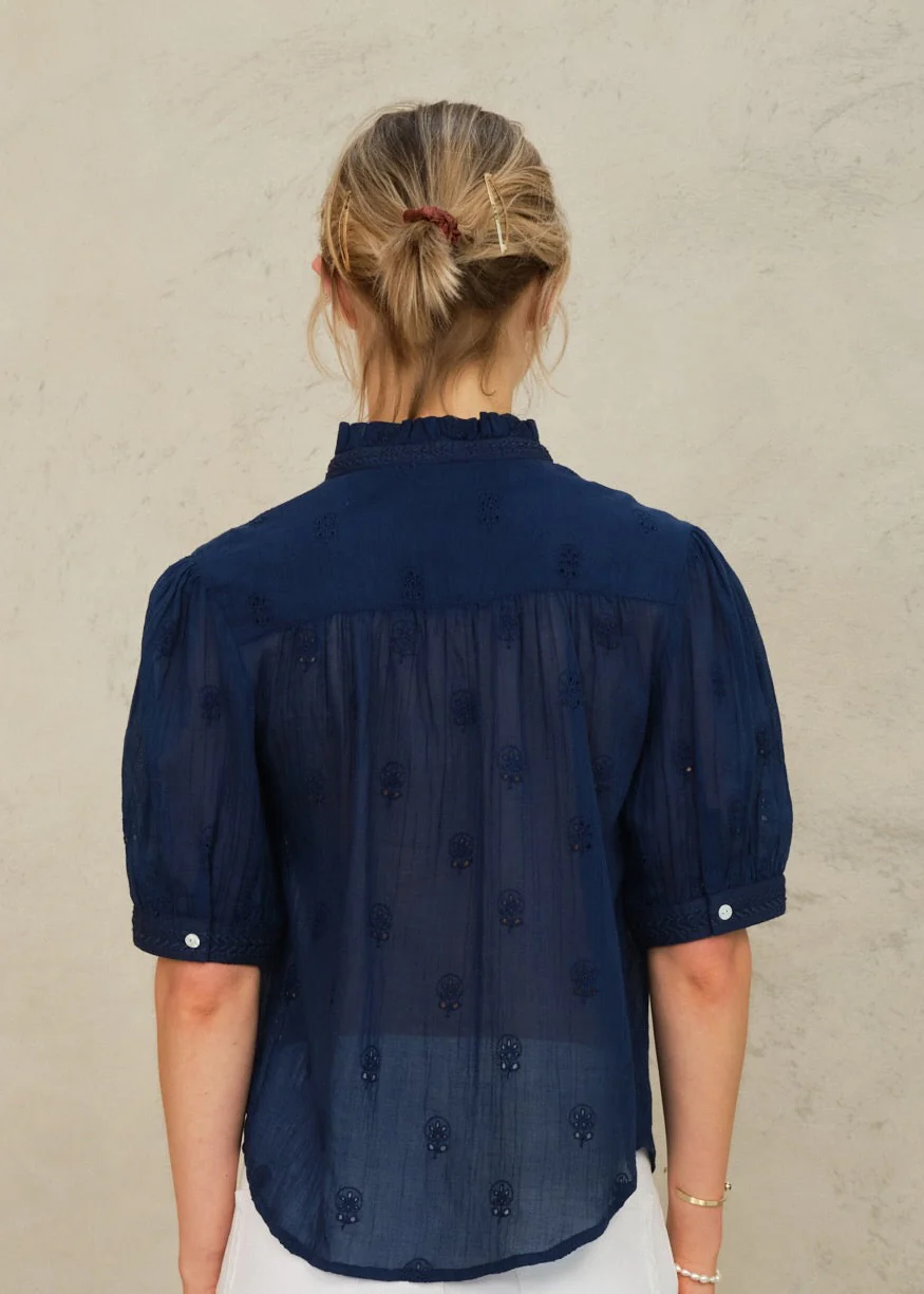 Frani Short Sleeve Top - Indigo - Image 4