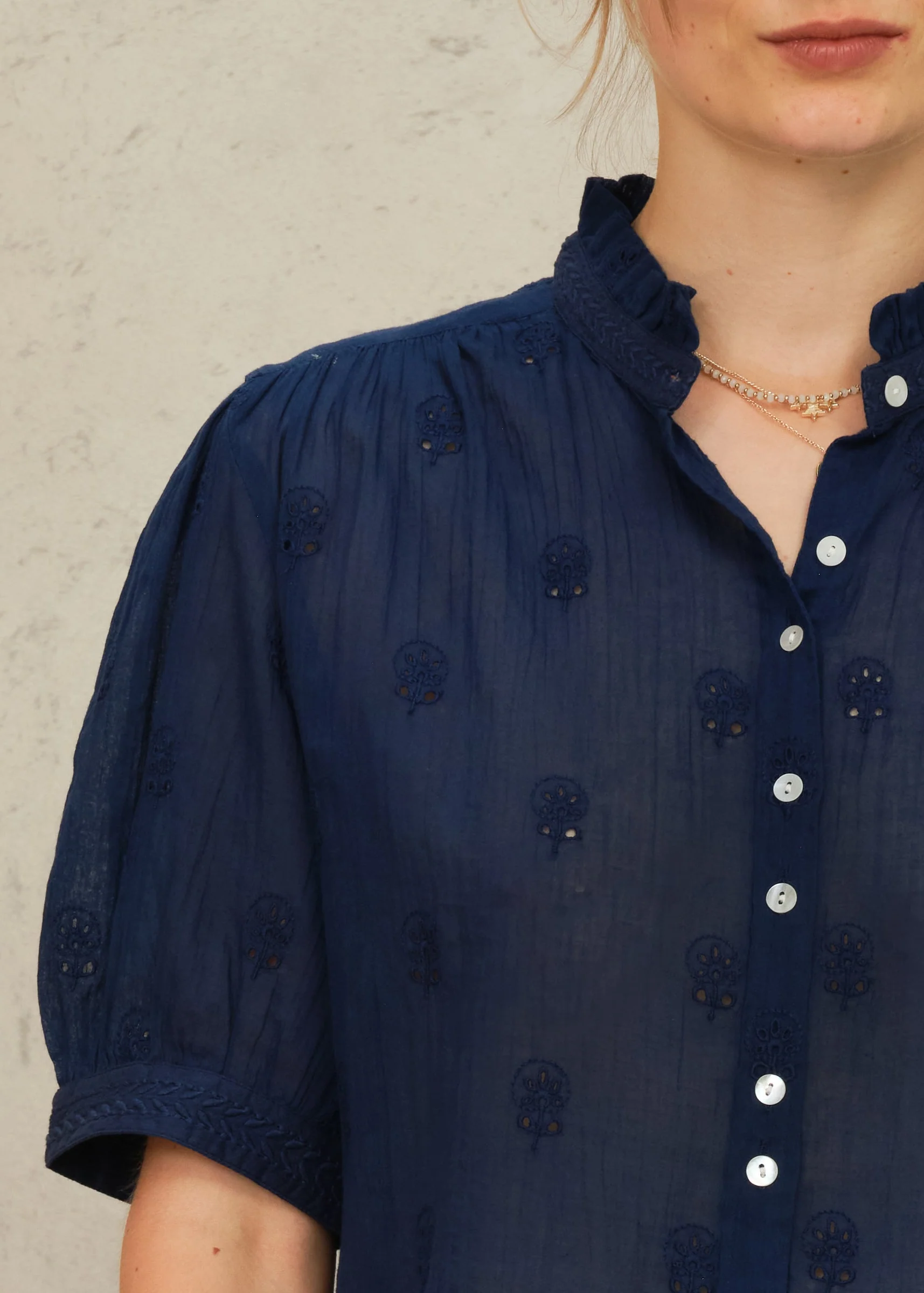 Frani Short Sleeve Top - Indigo - Image 5