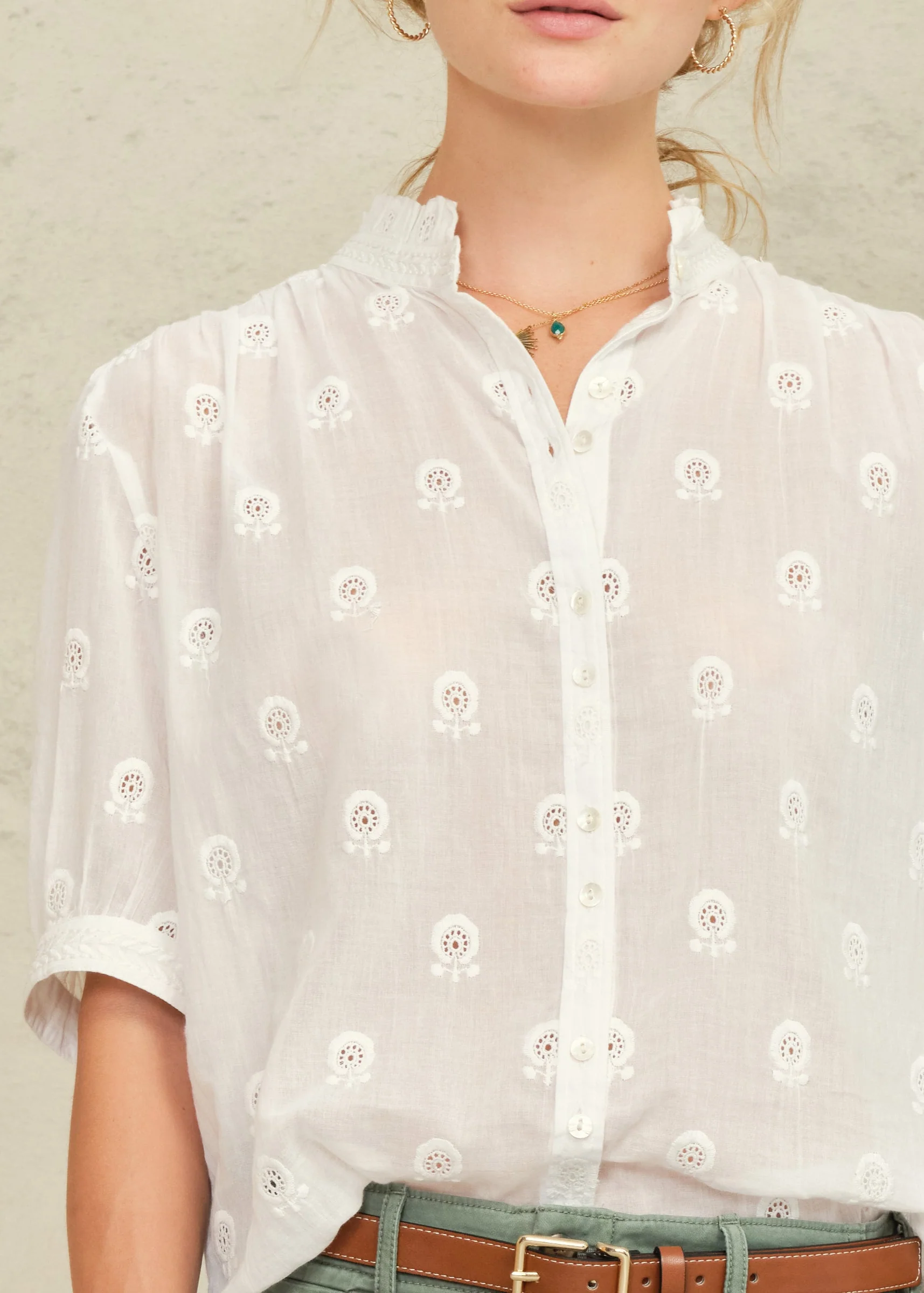 Frani Short Sleeve Top - White - Image 3
