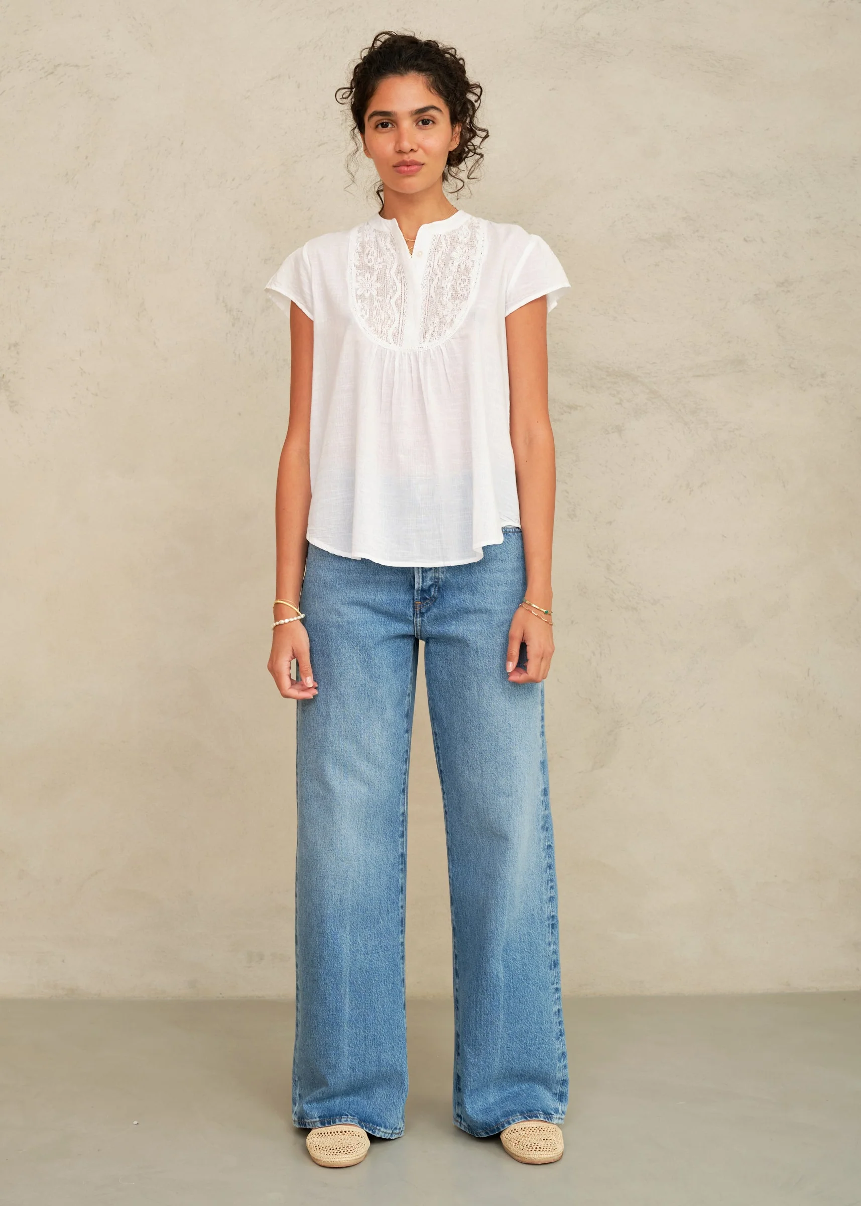 Freya Short Sleeve Top - White - Image 2
