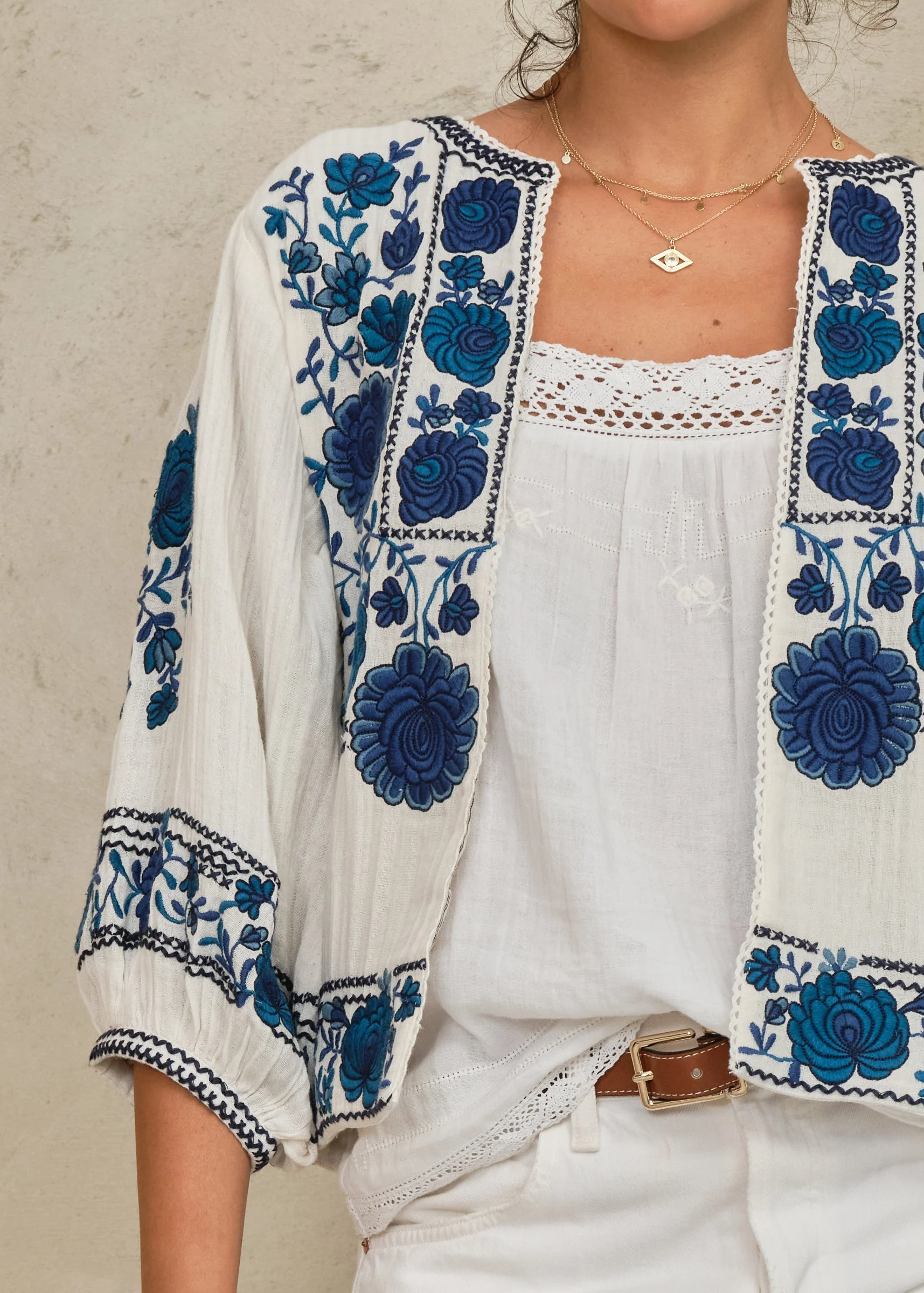 Greta Jacket - Ecru/Blue - Image 4