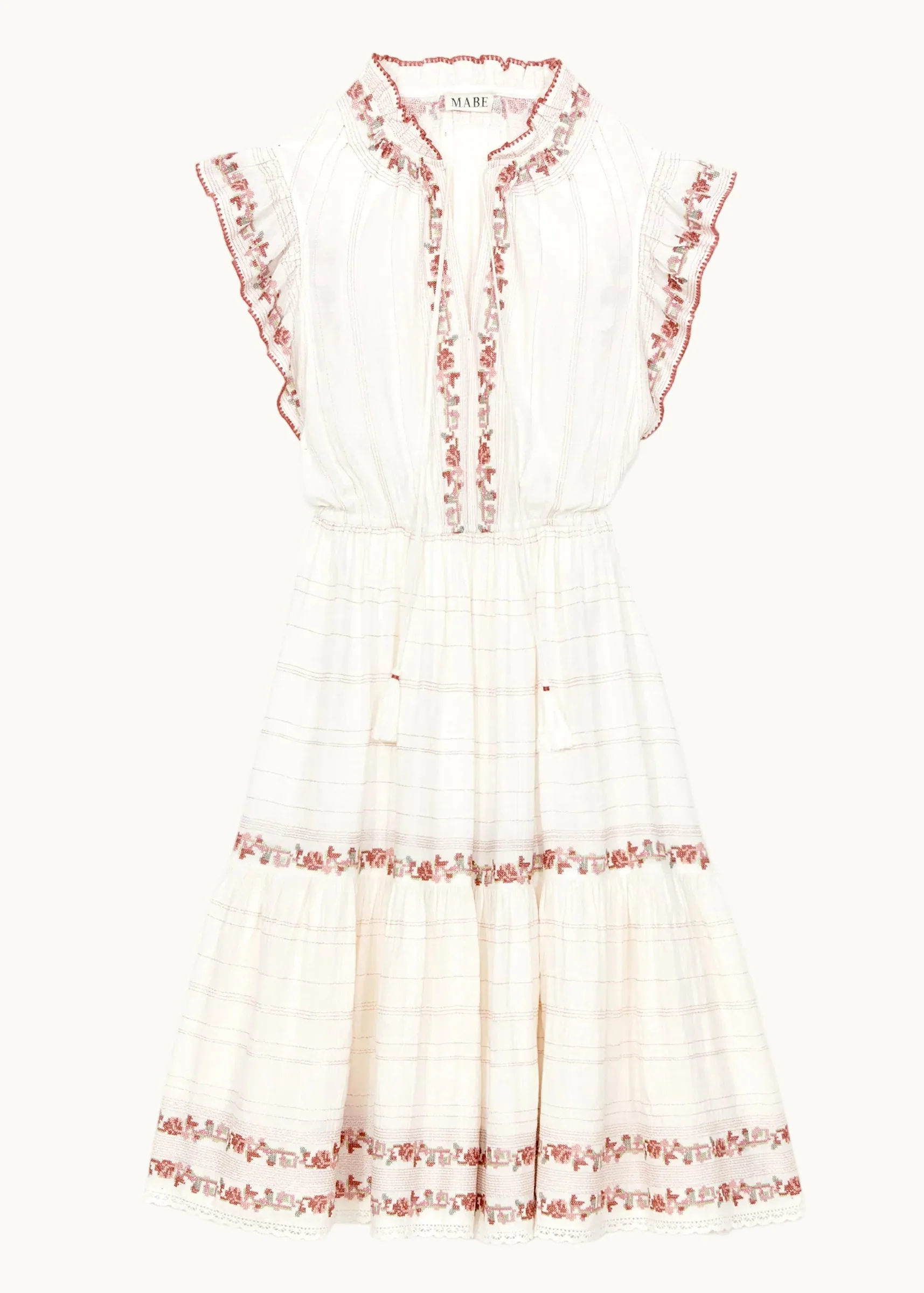 Halle Frill Dress - Ecru/Rose - Image 4