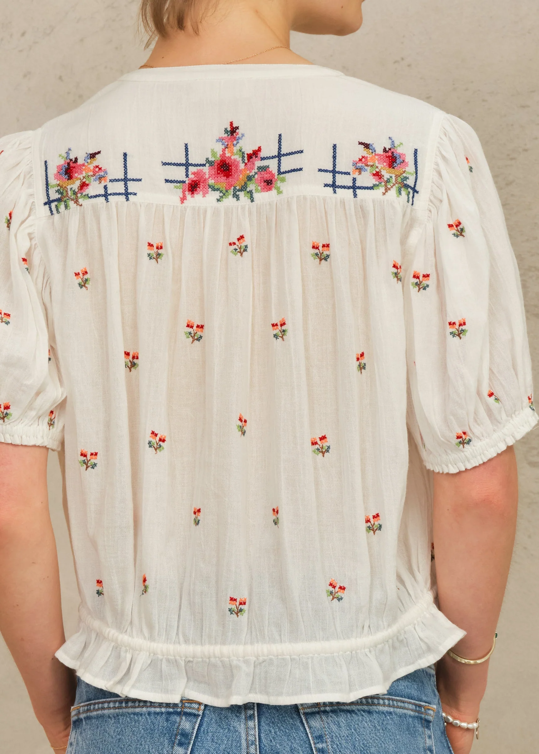 Harlie Short Sleeve Top - Ecru/Multi - Image 4