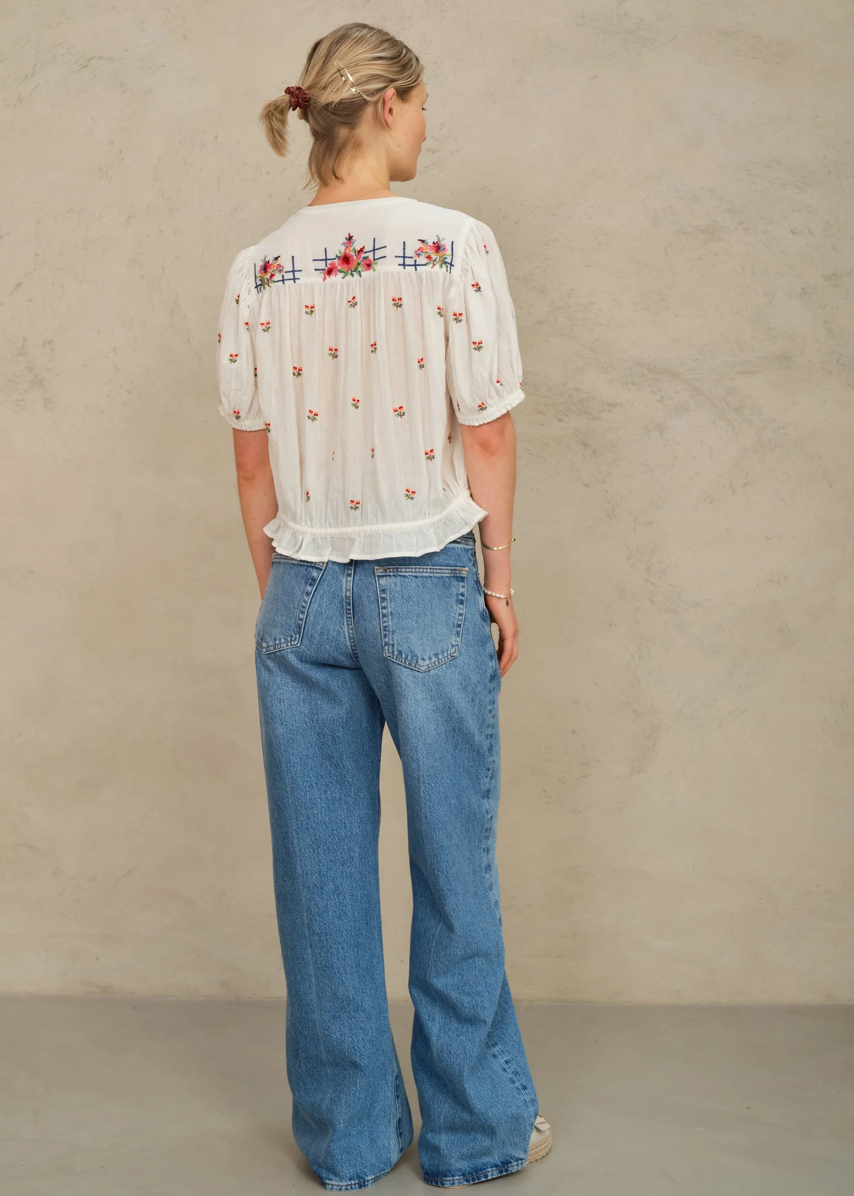 Harlie Short Sleeve Top - Ecru/Multi - Image 5