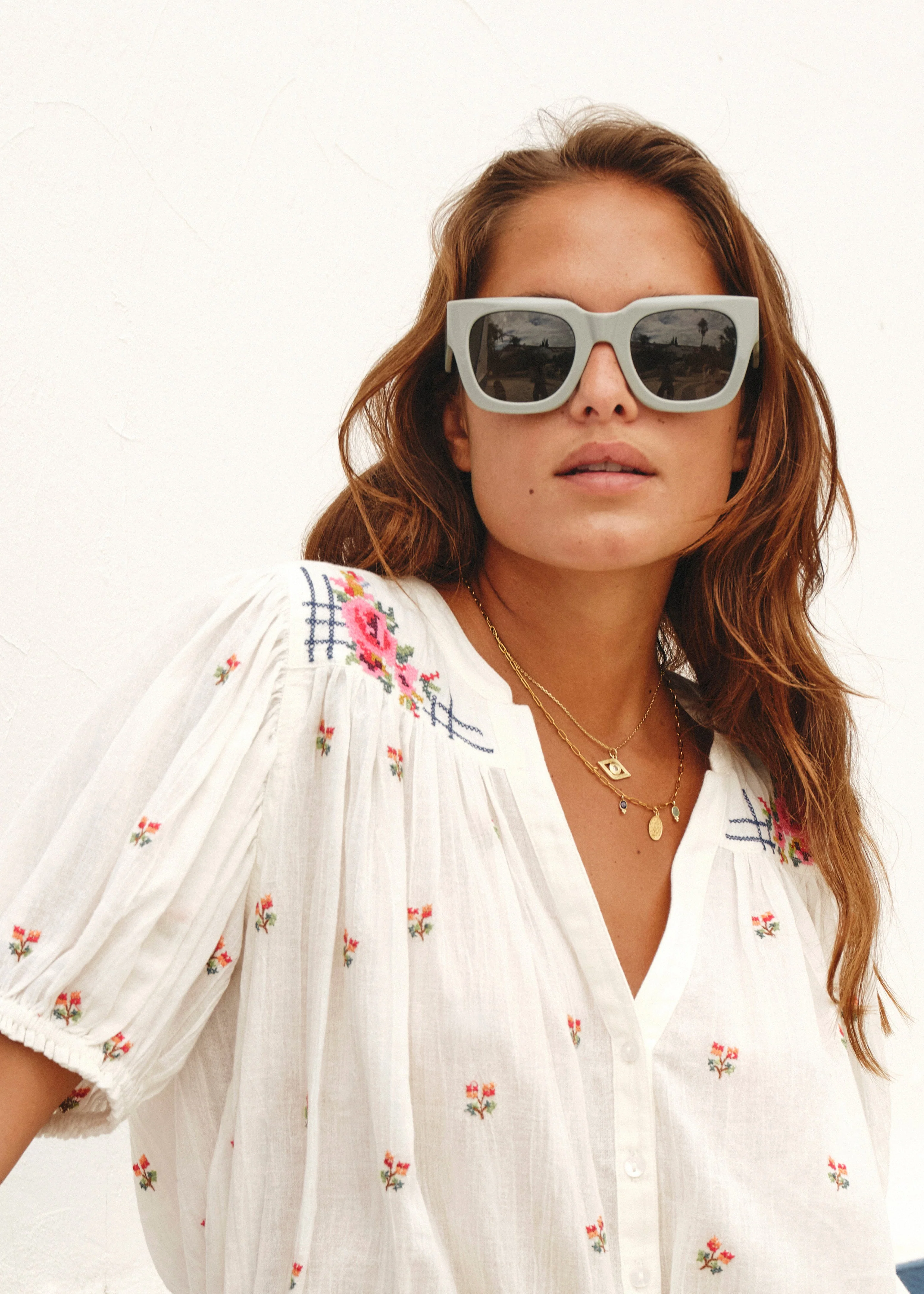 Harlie Short Sleeve Top - Ecru/Multi - Image 6