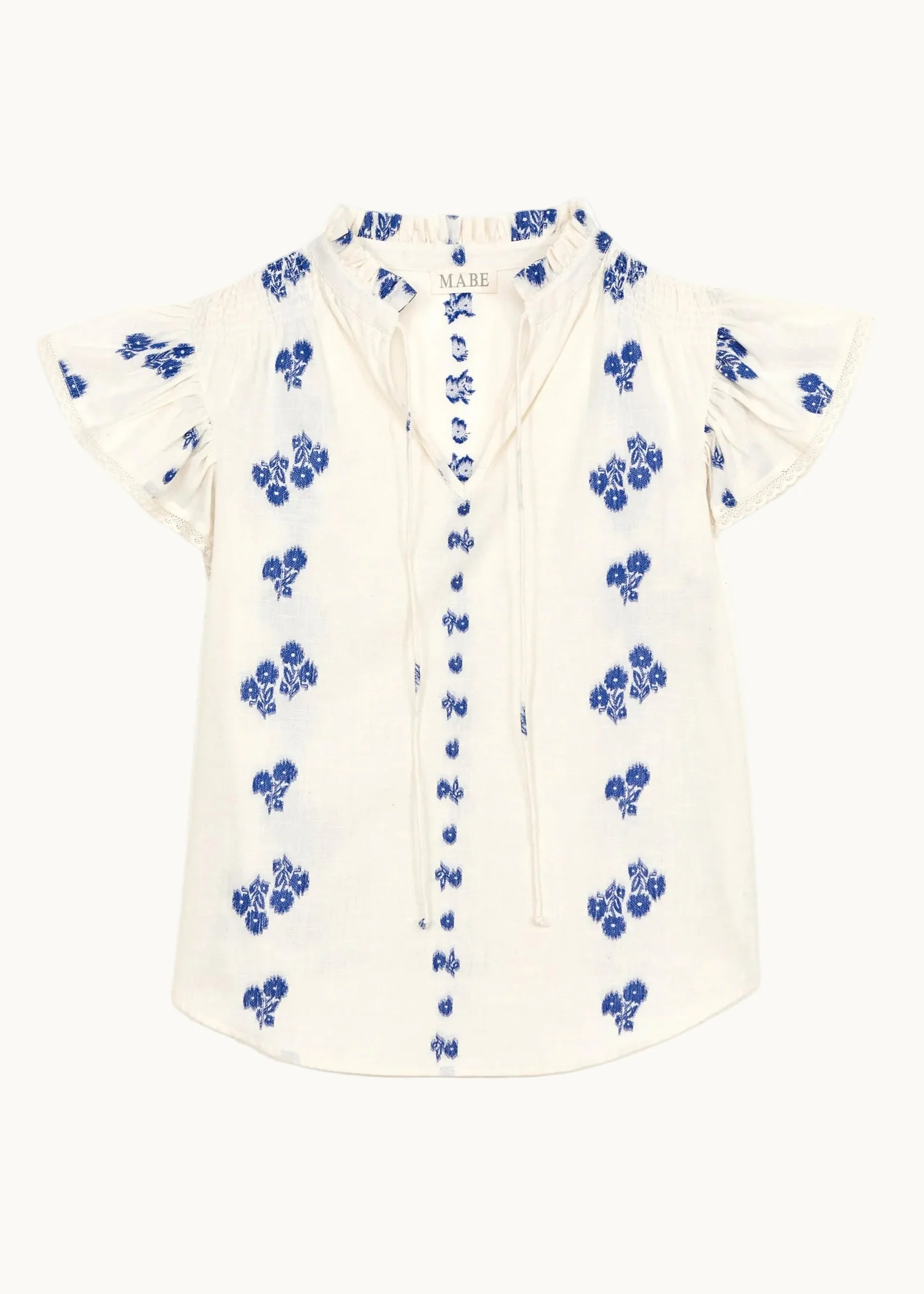 Iris Frill Short Sleeve Top - Blue - Image 4