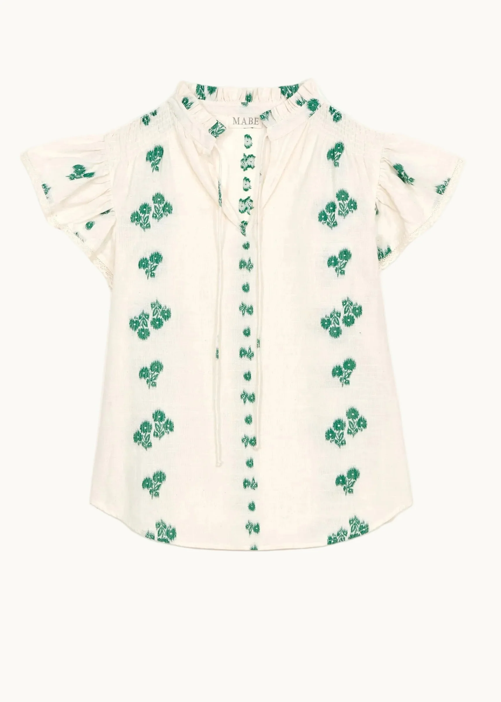 Iris Frill Short Sleeve Top - Green - Image 4
