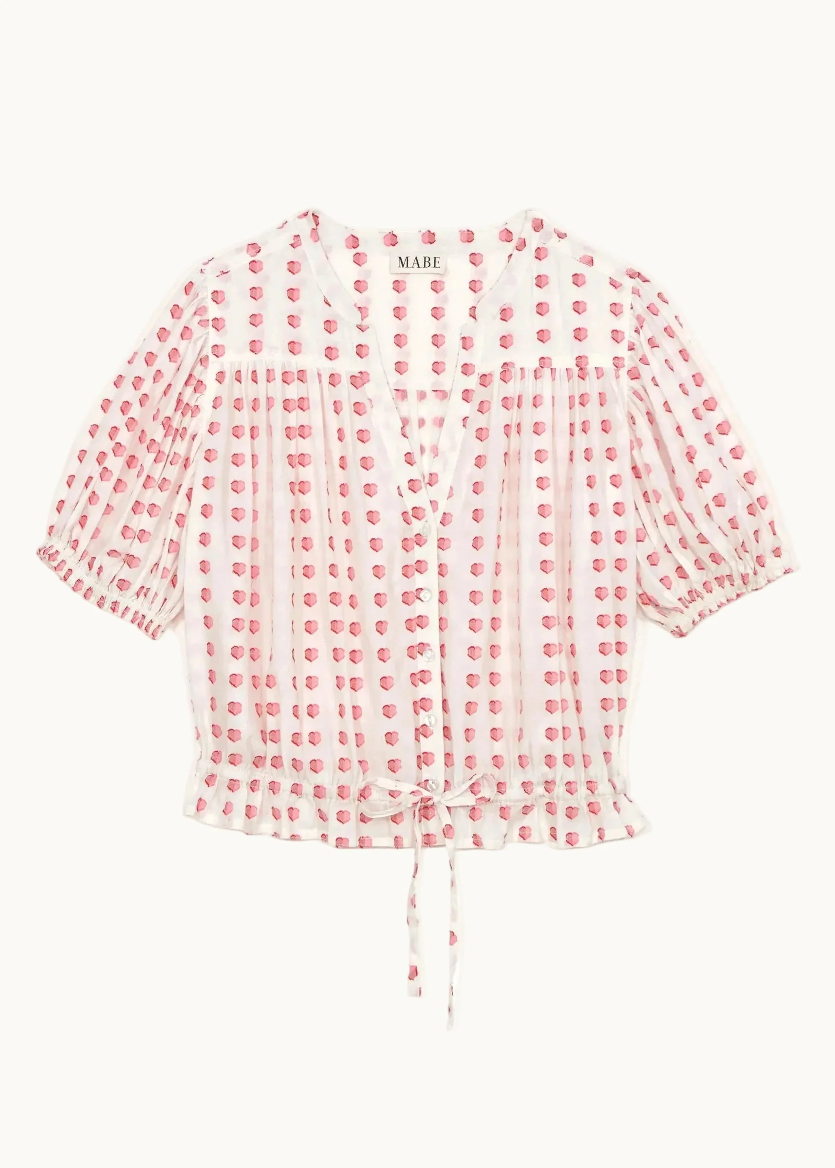 Karla Gathered Top - Ecru/Red - Image 4