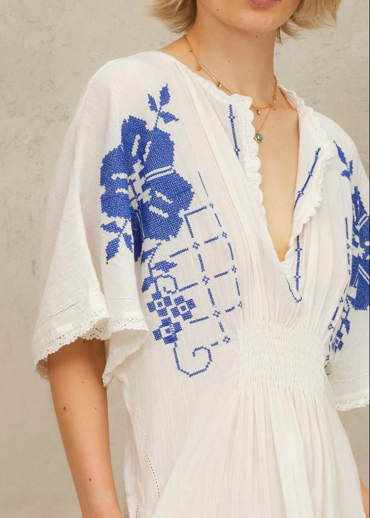 Laney Dress - Ivory/Blue - Image 3