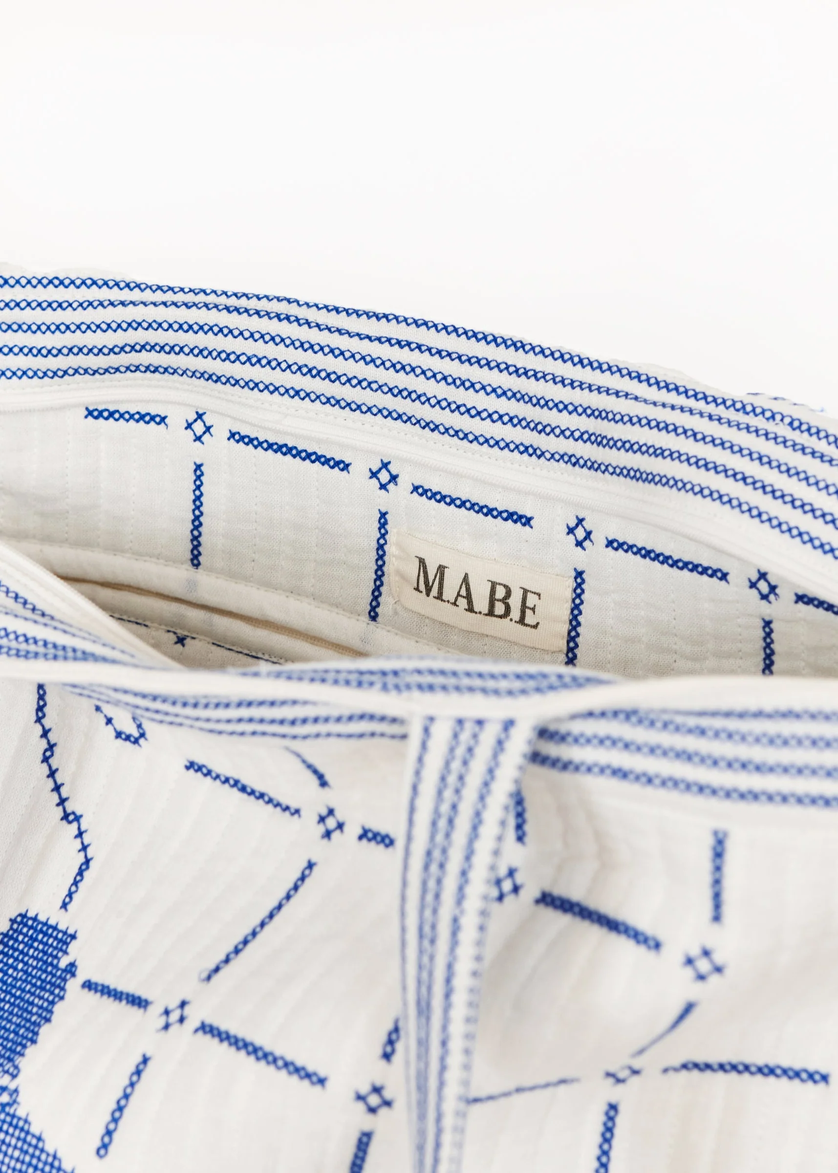 Laney Quilted Tote - Ivory/Blue - Image 3