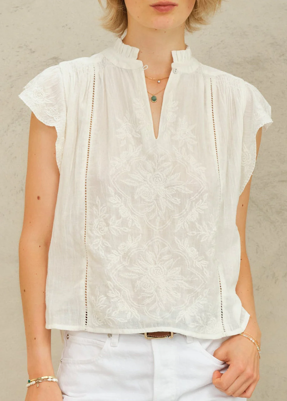 Lilia Short Sleeve Top - Ecru - Image 3