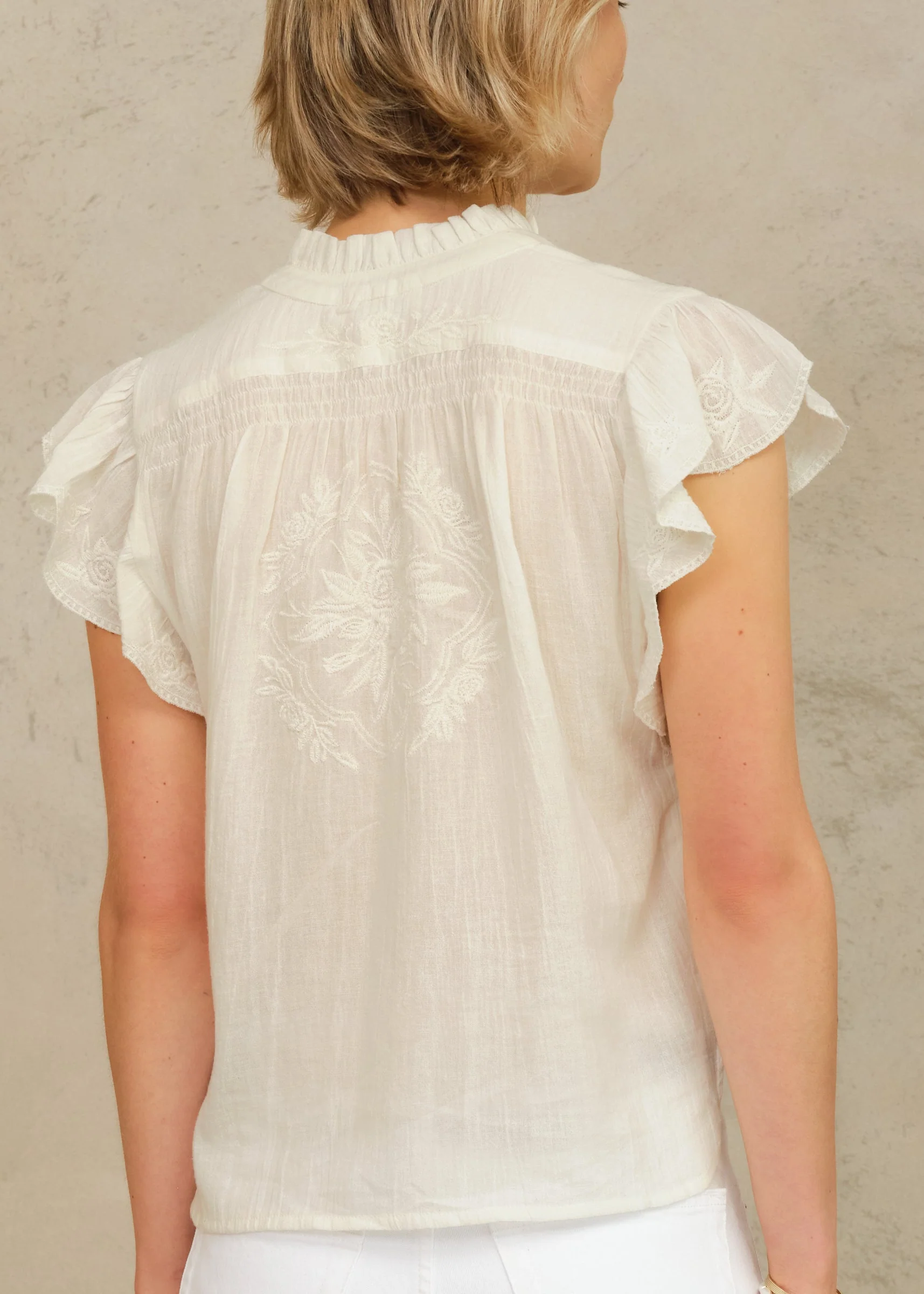 Lilia Short Sleeve Top - Ecru - Image 4