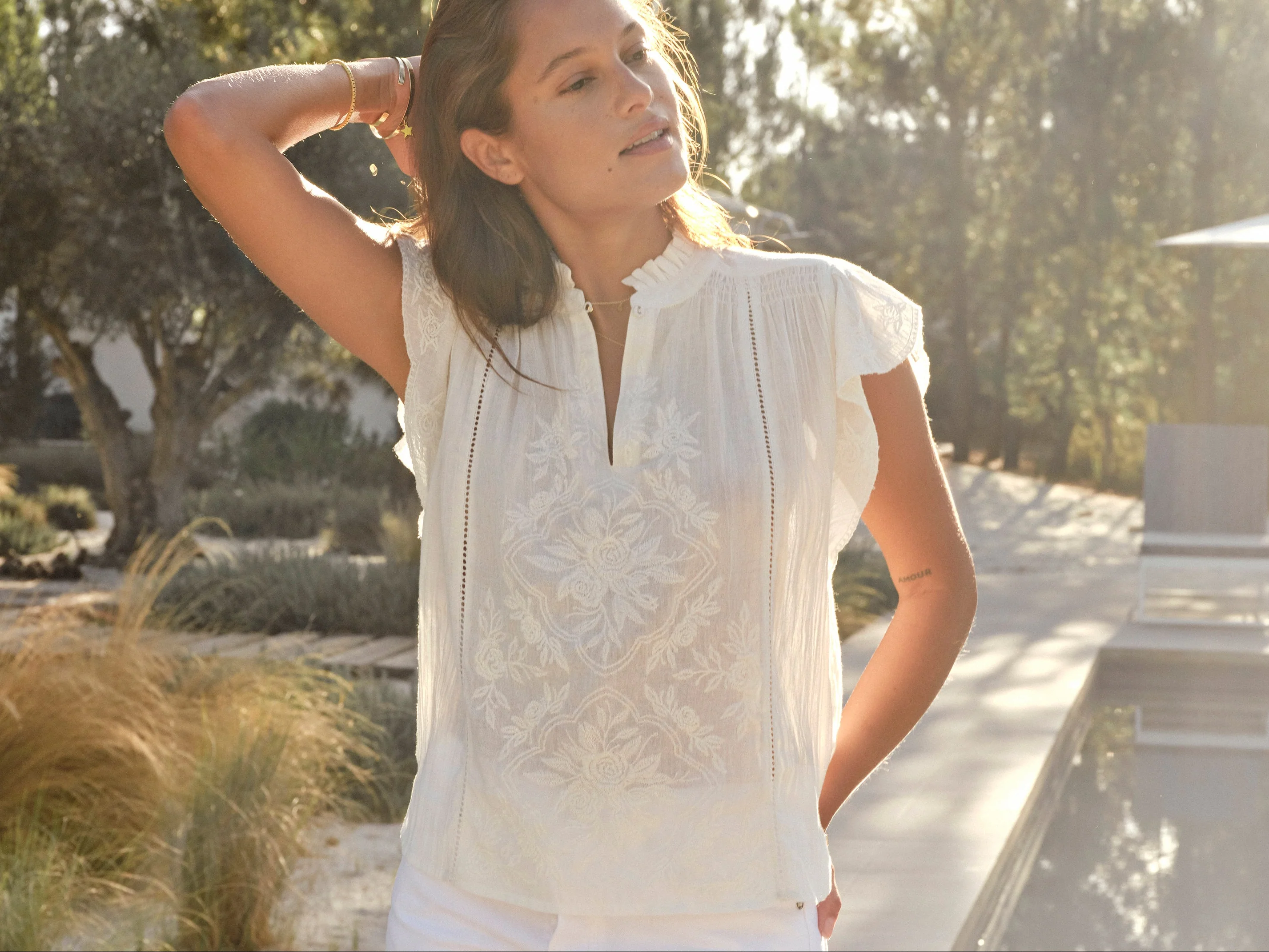 Lilia Short Sleeve Top - Ecru - Image 5