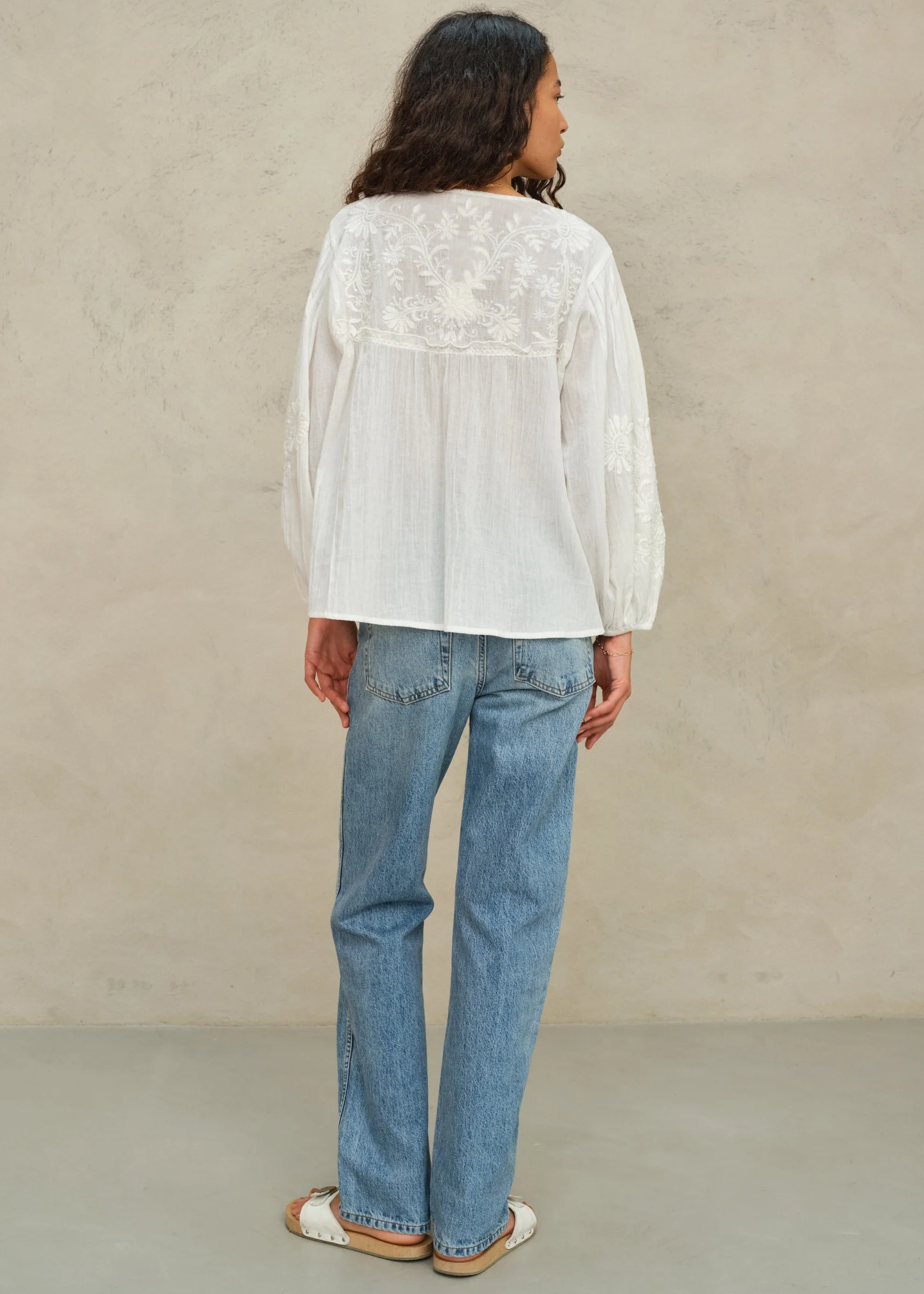 Loren Long Sleeve Top - Ecru - Image 2