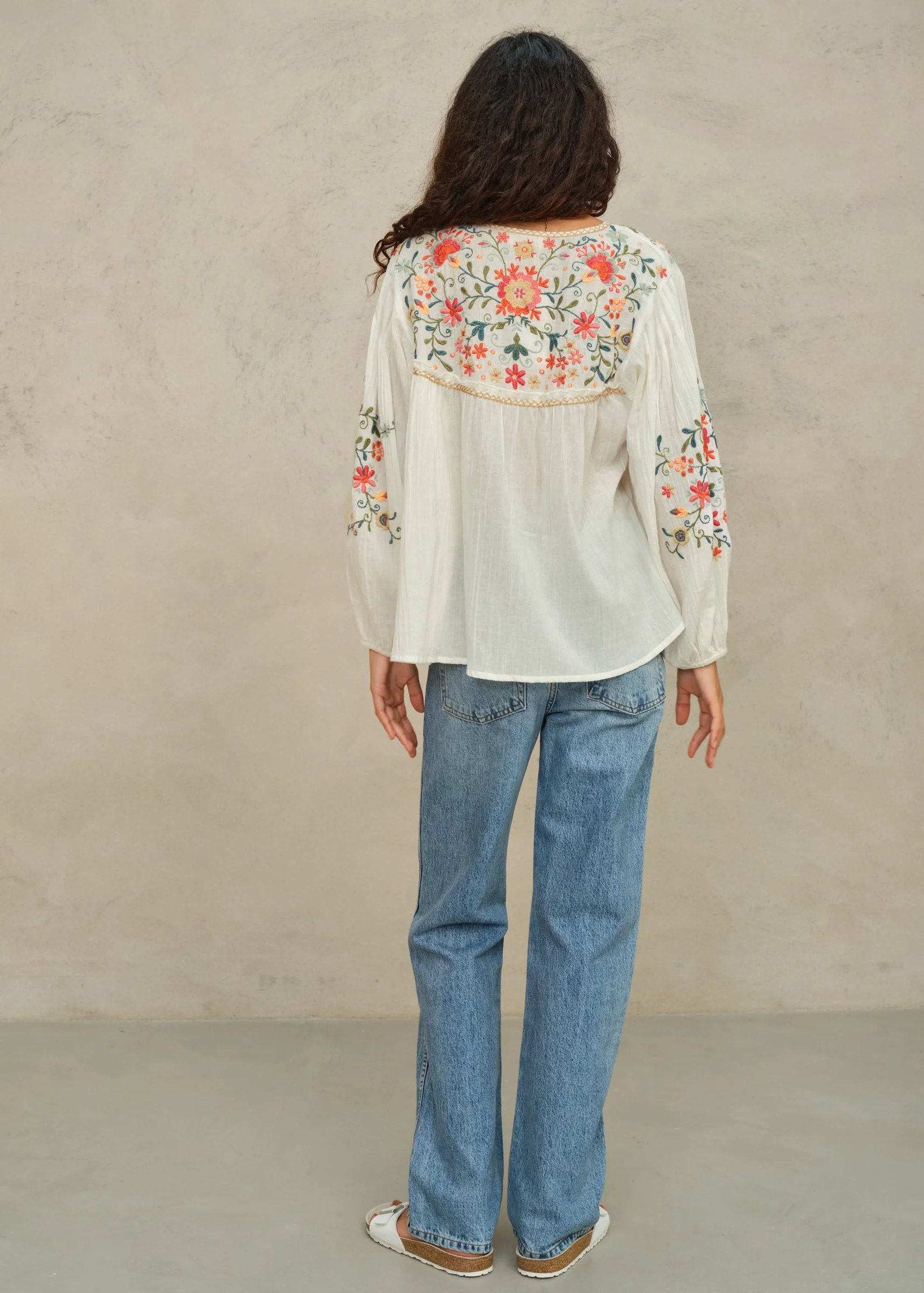 Loren Long Sleeve Top - Ecru/Multi - Image 2