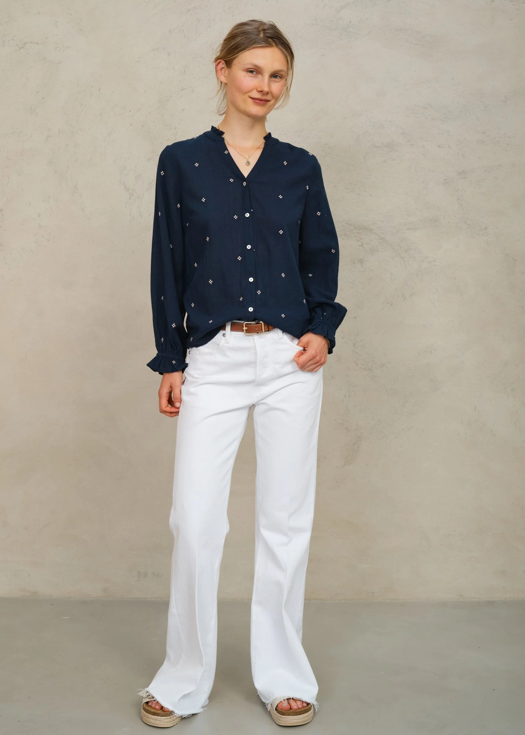 Lucca Long Sleeve Top - Indigo - Image 2