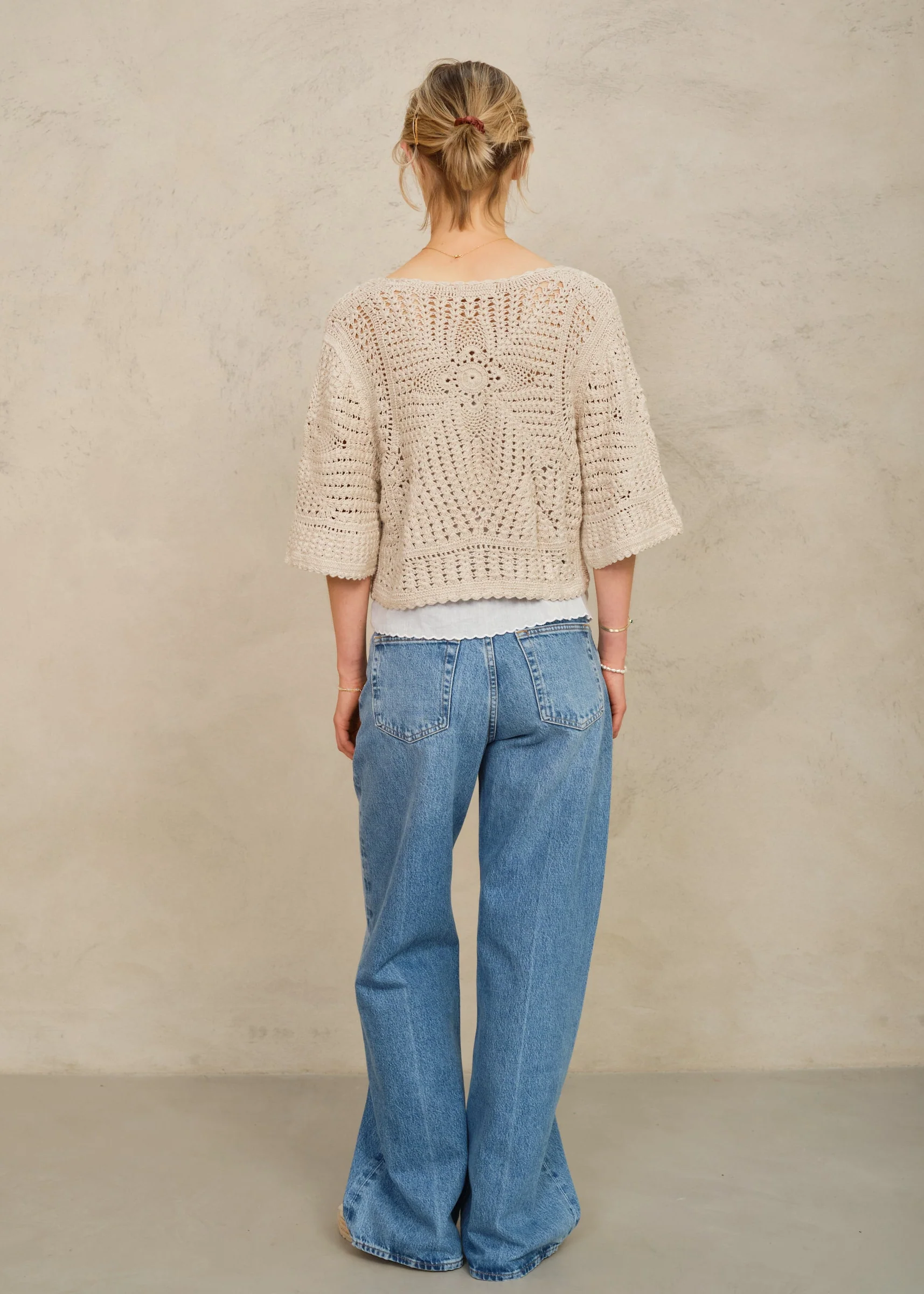 Margo Crochet Cardigan - Ecru - Image 2