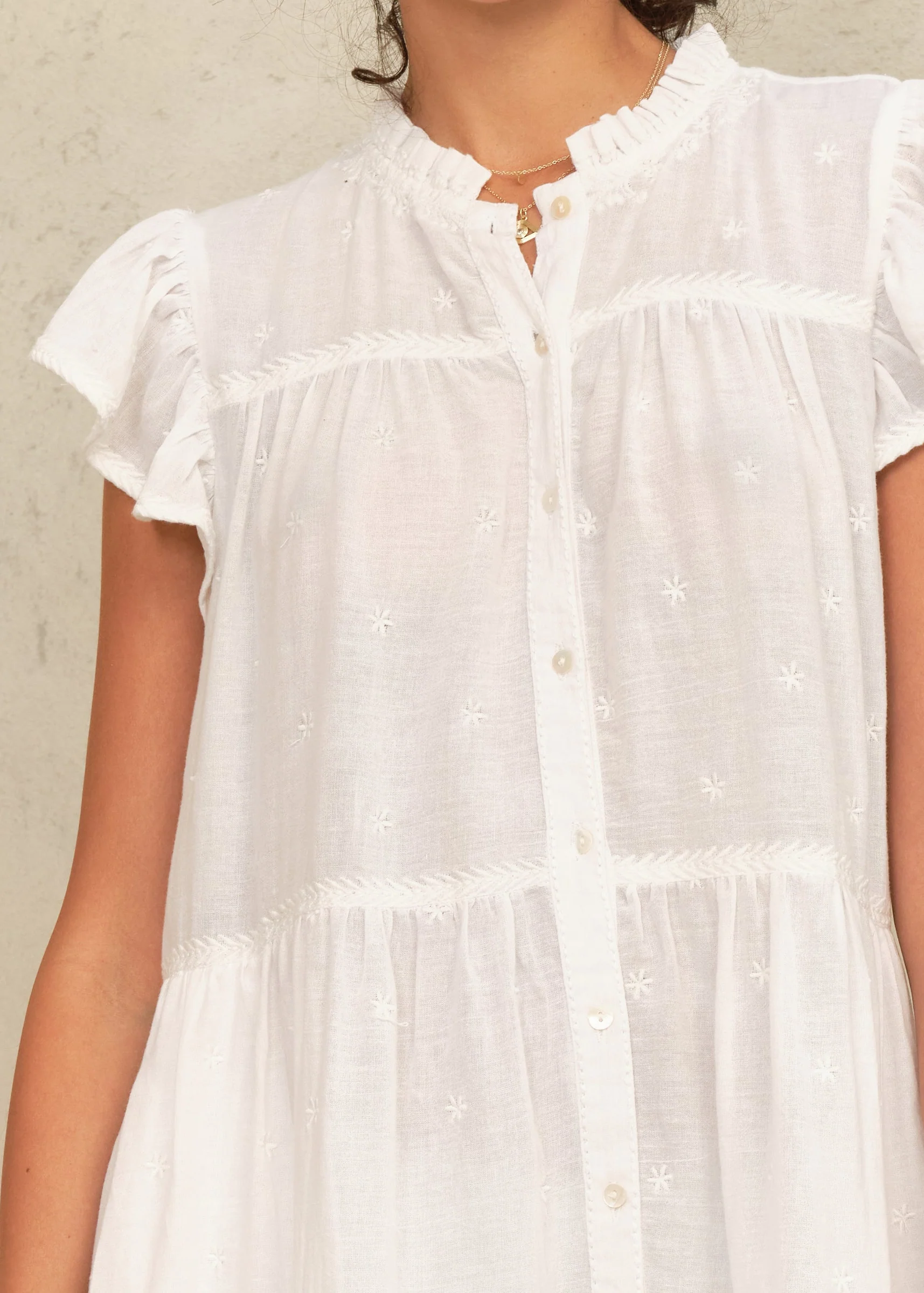 Navi Frill Dress - White - Image 3