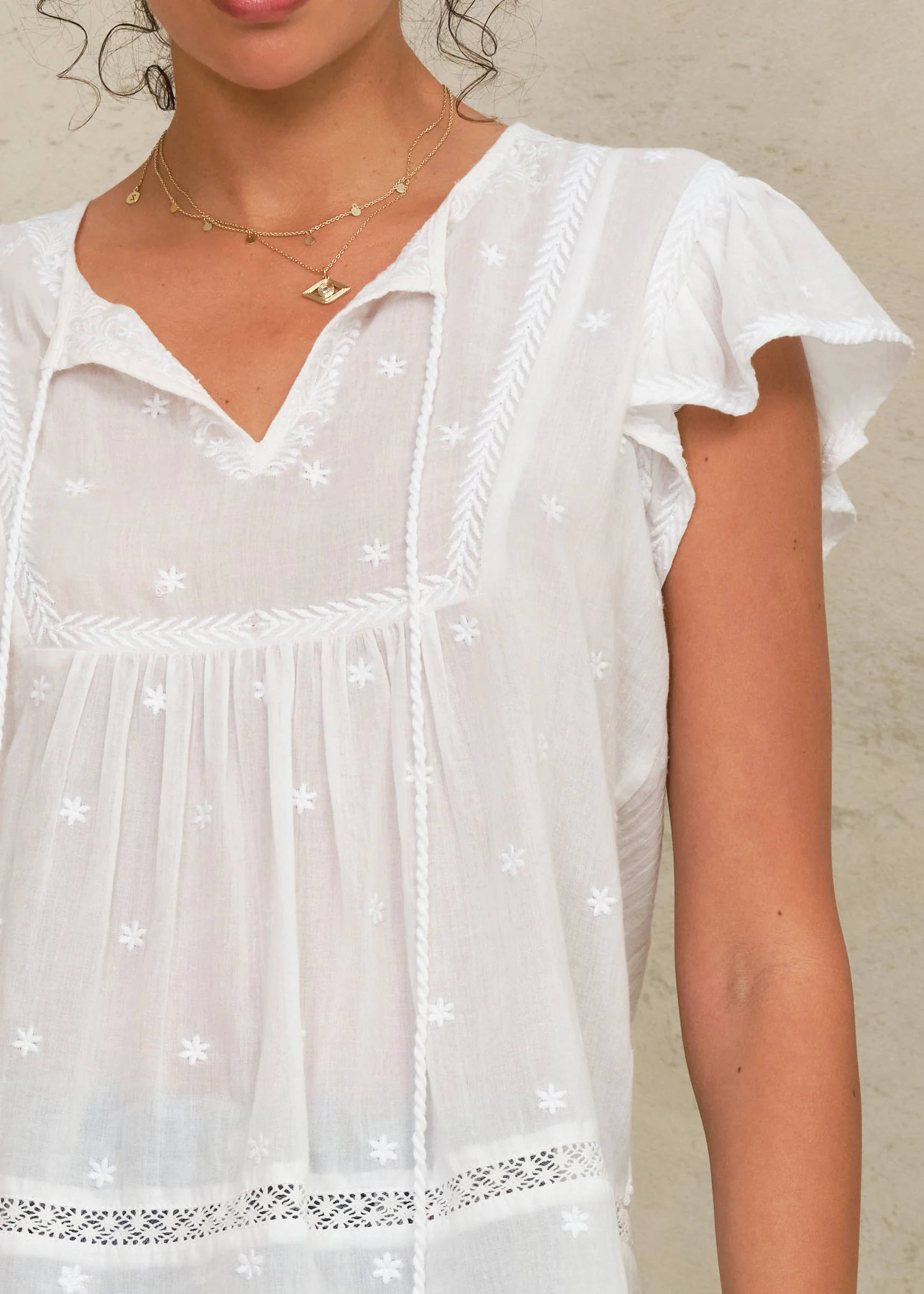 Navi Short Sleeve Top - White - Image 3