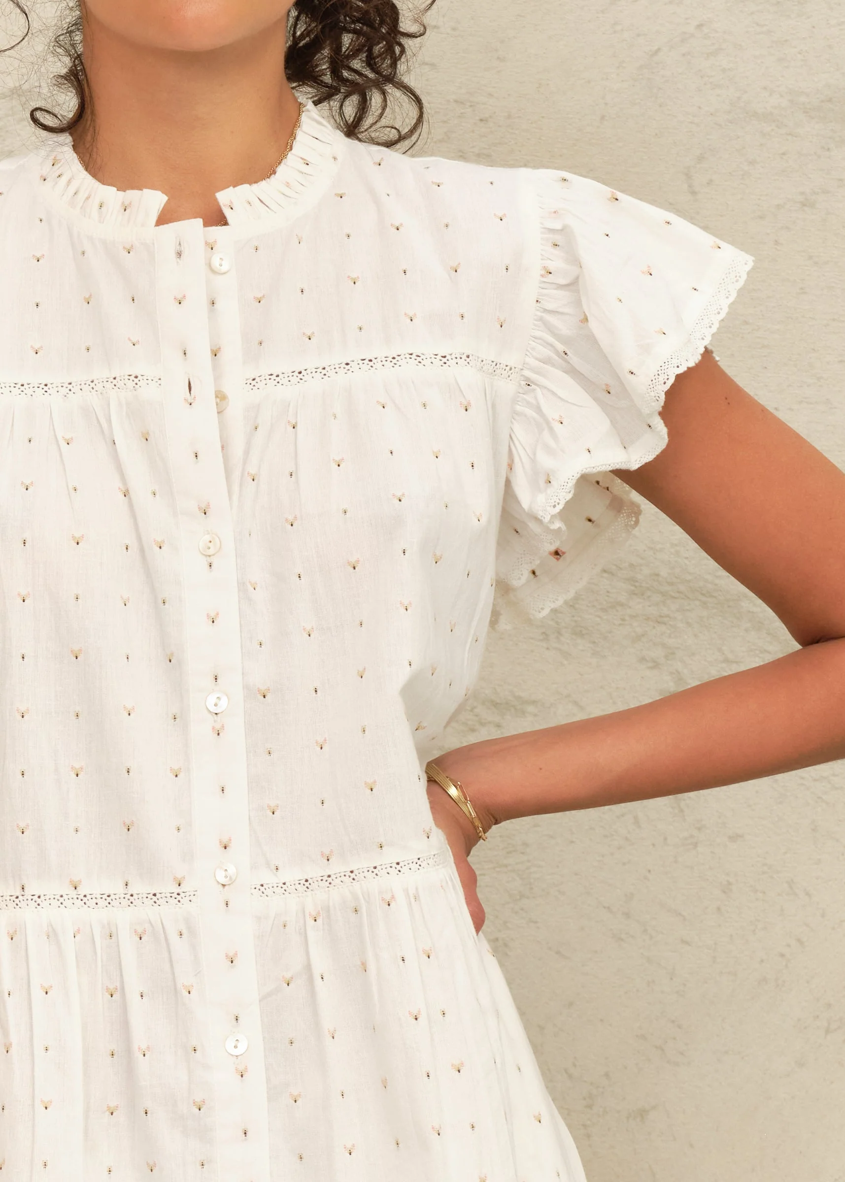 Rita Frill Sundress - Ecru/Multi - Image 3