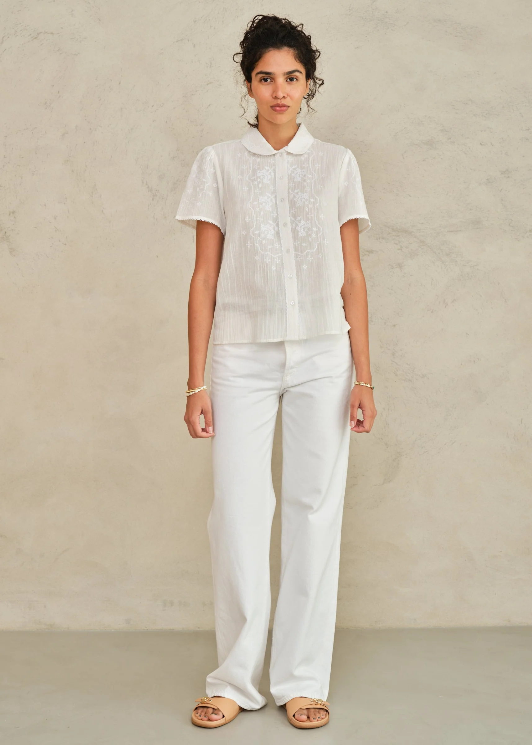 Ruby Short Sleeve Top - Ecru/White - Image 3