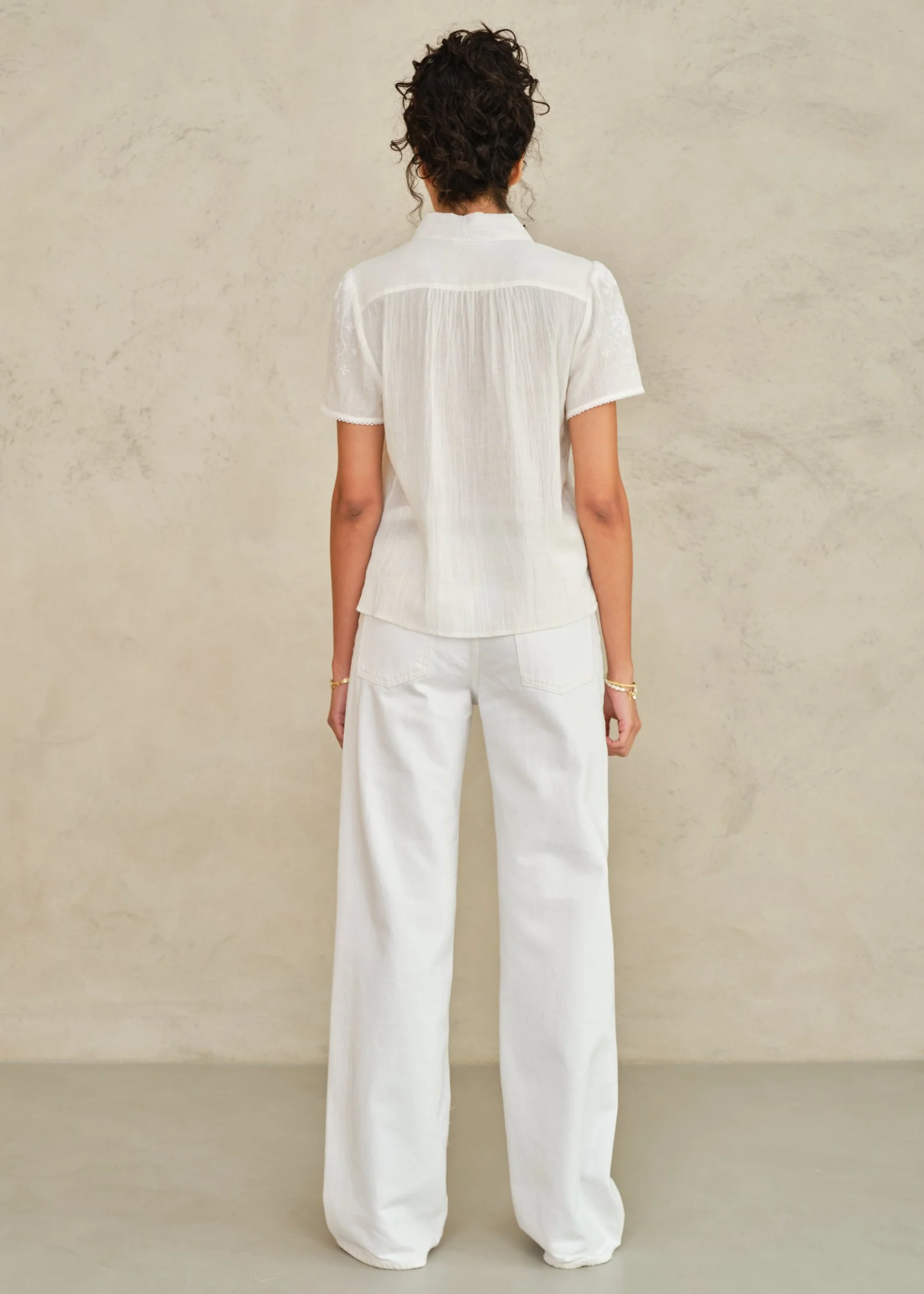 Ruby Short Sleeve Top - Ecru/White - Image 4
